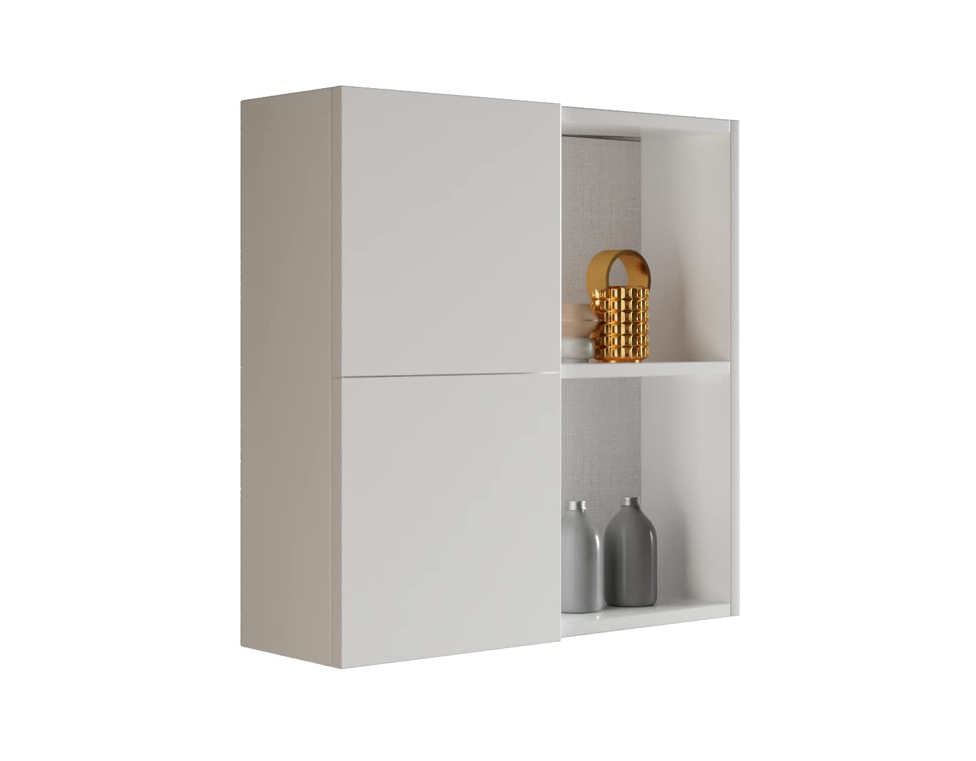 Mama Store Atena Pensile Doppio 2 Ante, Bianco Lucido