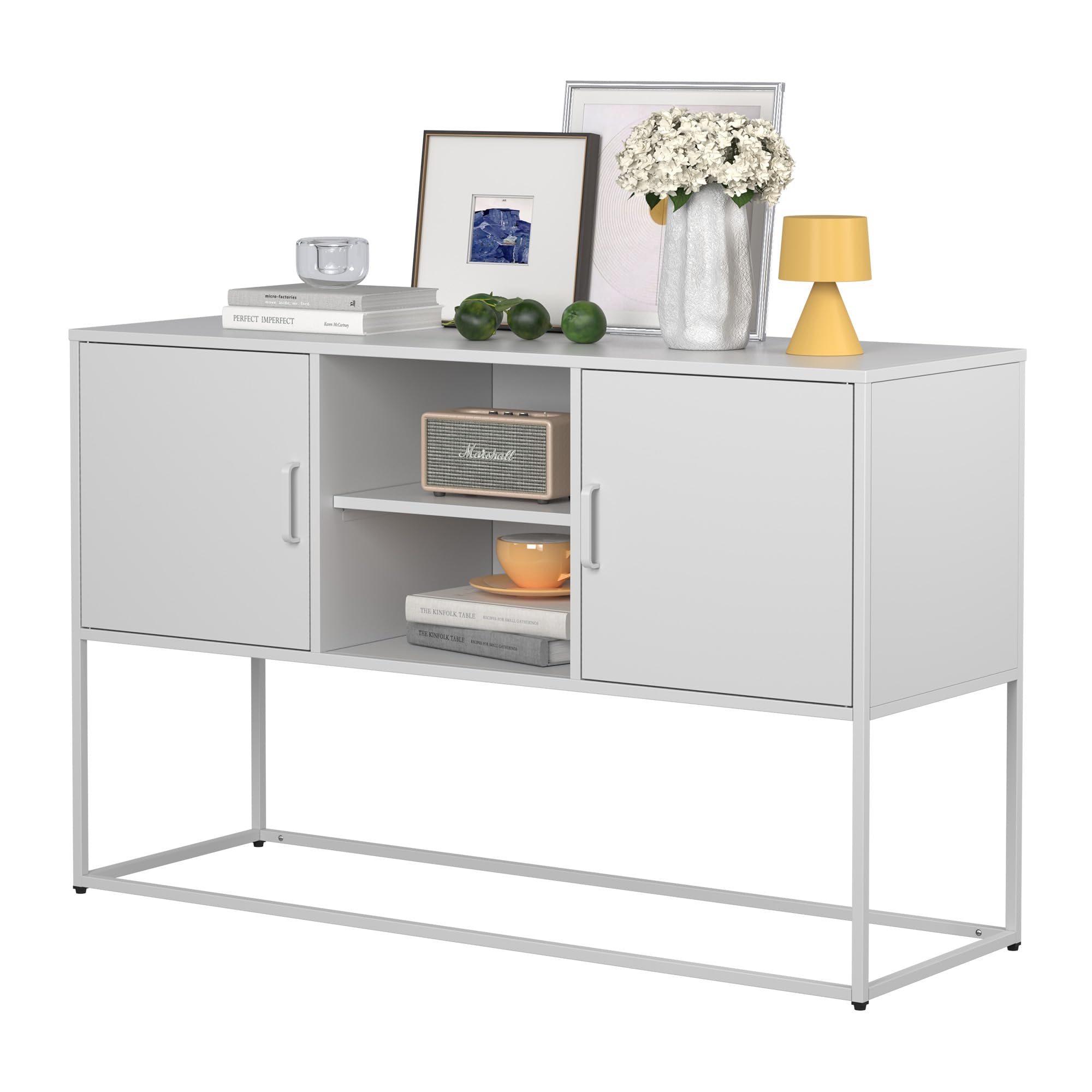 Credenza da Cucina 120cm con 2 Ante e Ripiani Mobili