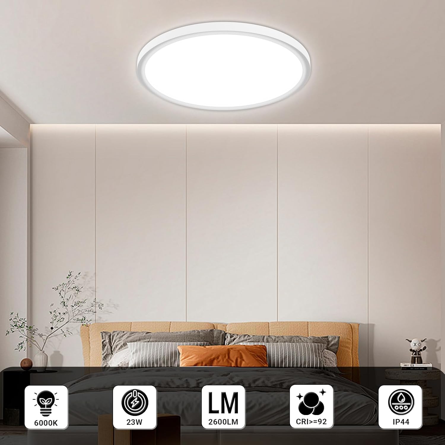 Lqwell® Plafoniera LED Rotonda 22W IP44, 300*25mm - immagine 2