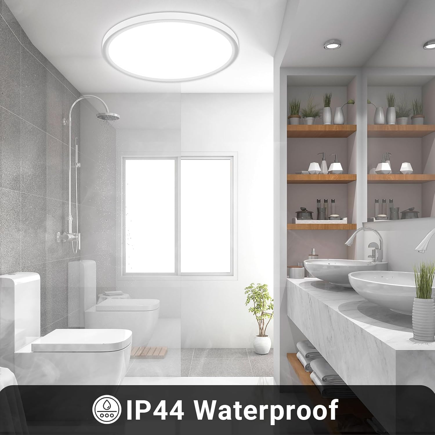 Lqwell® Plafoniera LED Rotonda 22W IP44, 300*25mm - immagine 6