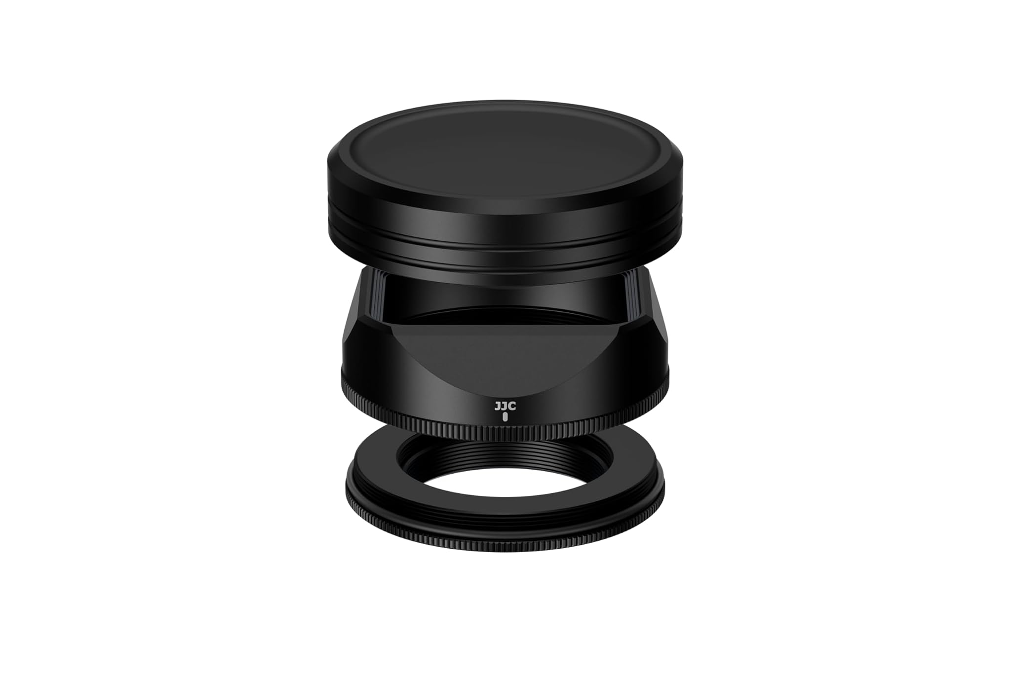 Paraluce metallico a baionetta JJC con anello adattatore compatibile con Fujifilm X+5 XF 23 mm F2.8 R WR, XF 27 mm F2.8 R WR, obiettivo XF27 mm F/2.8, adatto a filtri Ф39 mm, sostituisce Fuji LH-XF27