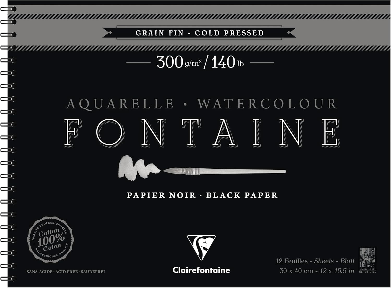 Clairefontaine 975312C - Album Spirale Carta Disegno Nera - immagine 1