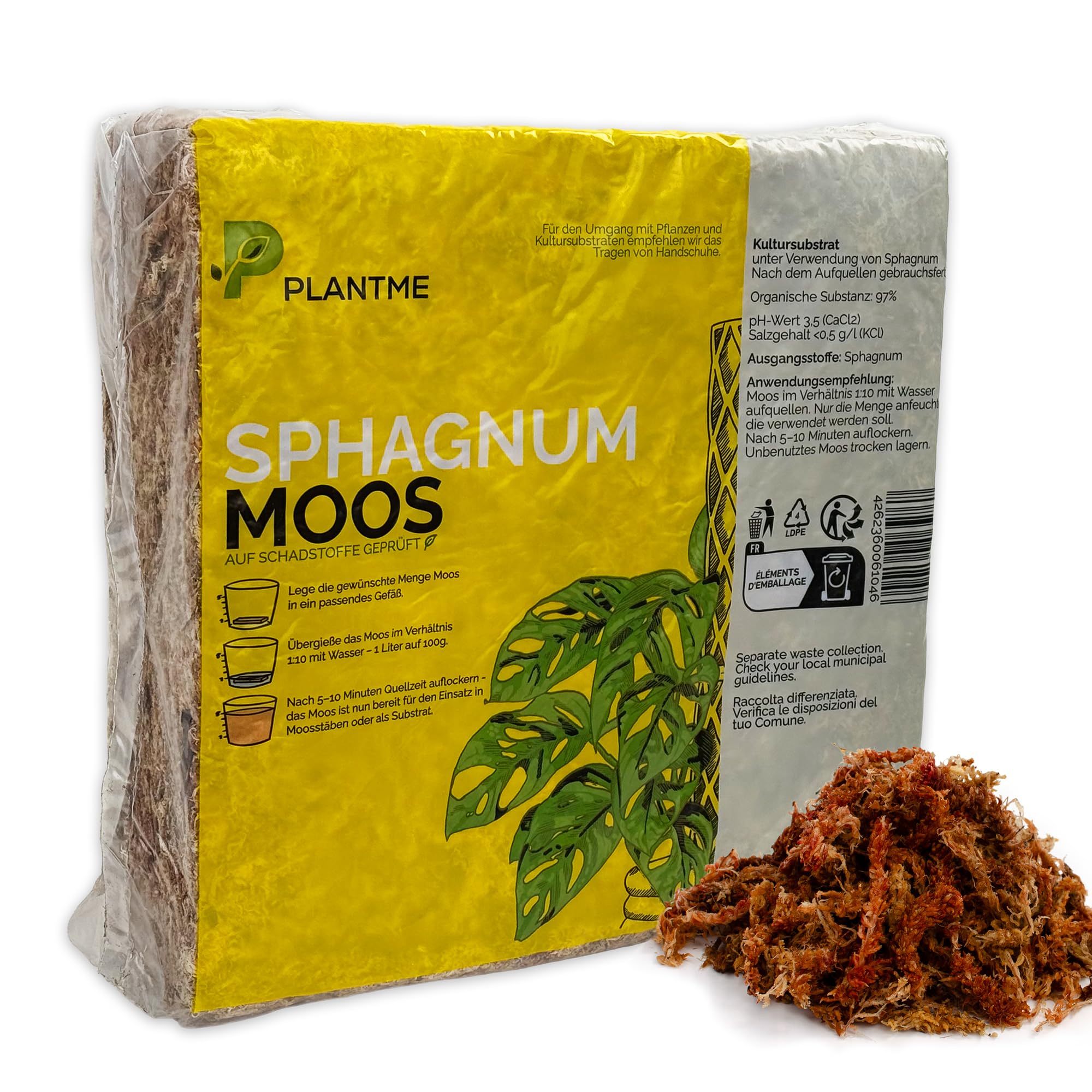 Sphagnum muschio per piante d'appartamento e tralicci, produce 10 l (1000 g)