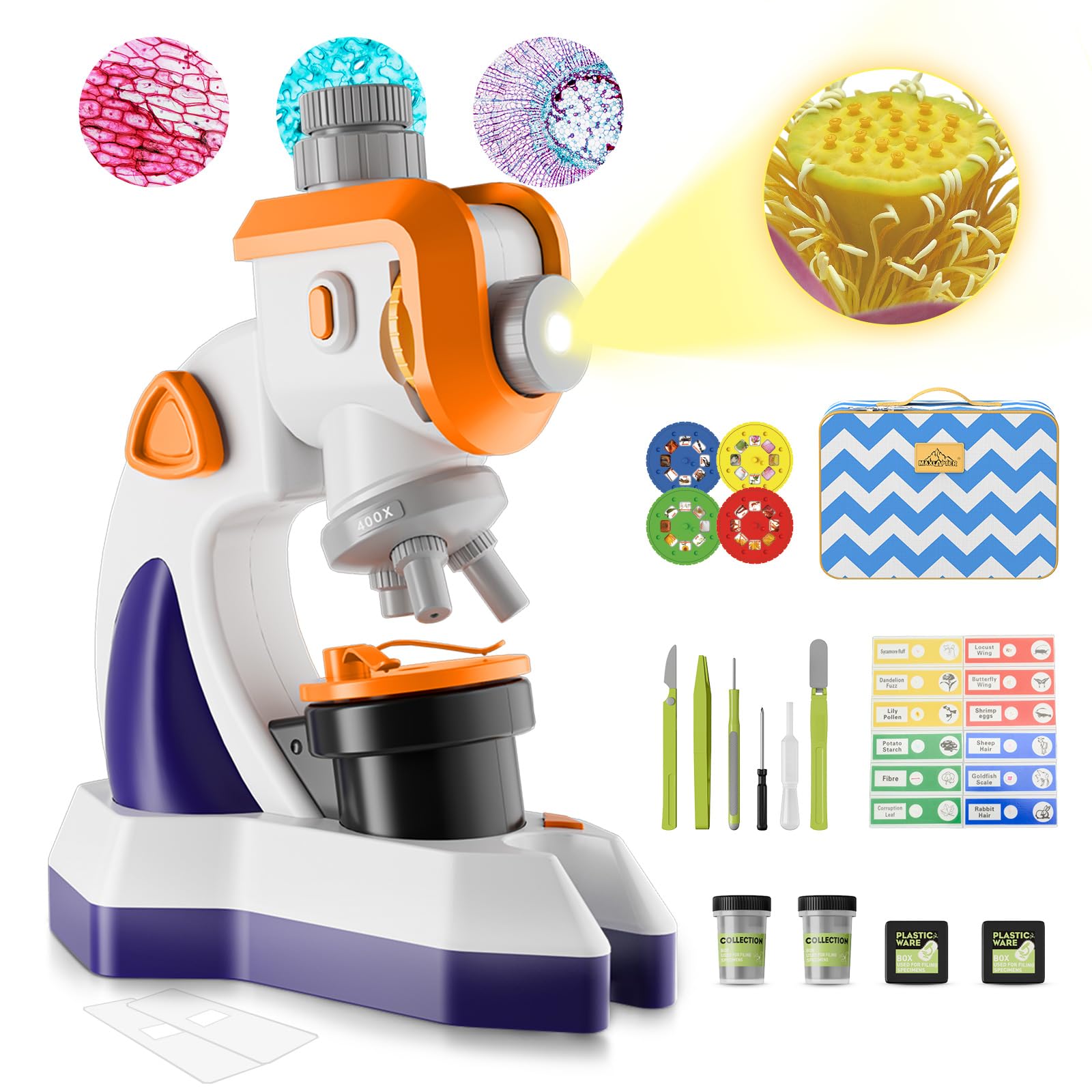 Maxlapter Microscopio per Bambini 1200X con Proiettore