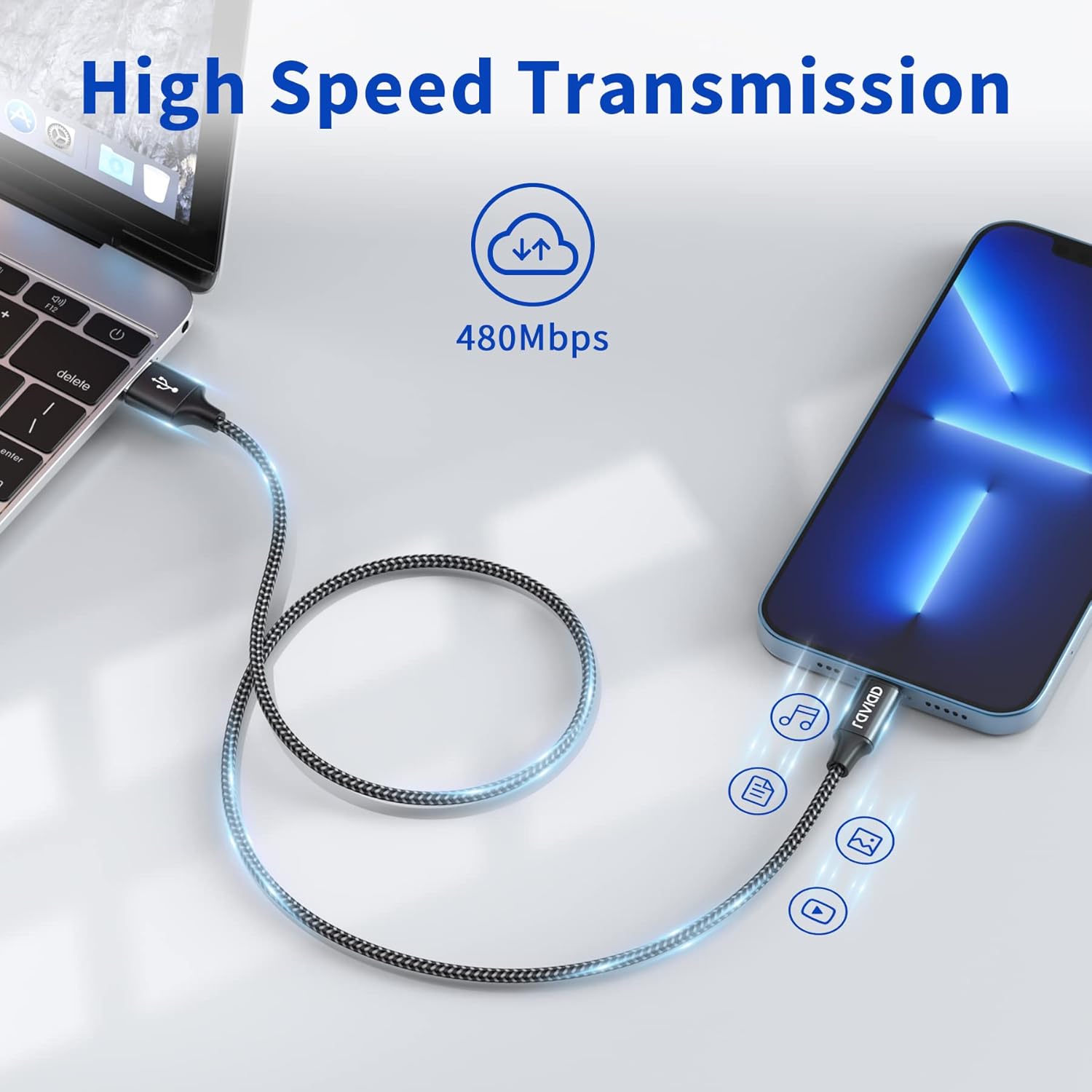 Raviad Cavo iPhone [3 Pack 1M] Certificato MFi - immagine 6