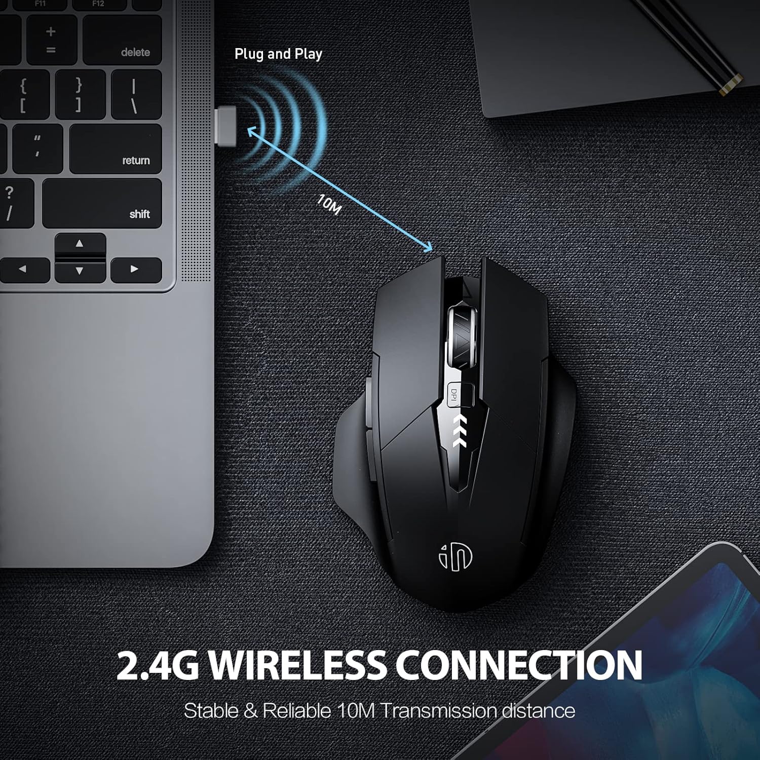 Inphic Mouse Wireless Ergonomico Ricaricabile USB 2.4G - immagine 2