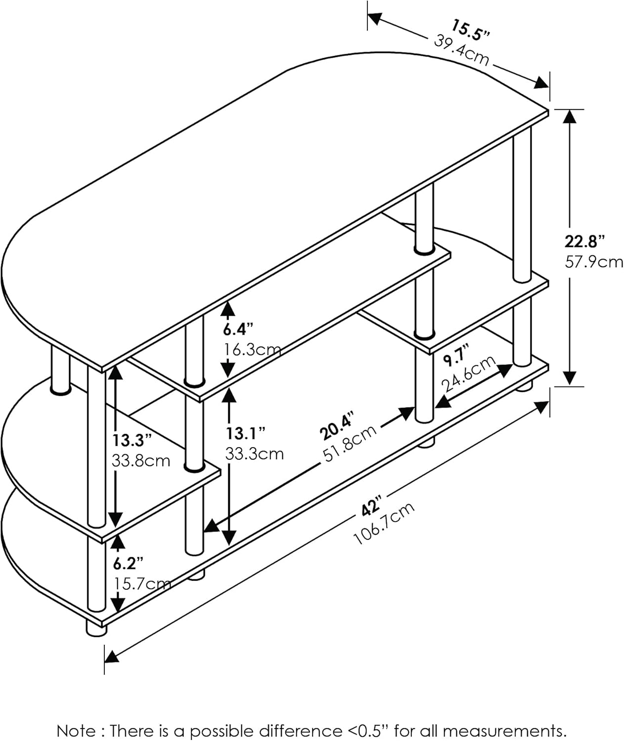 Furinno Jaya Mobile Porta TV, Nero - immagine 2