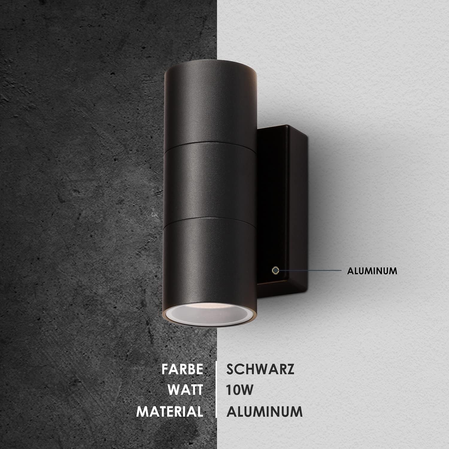 Applique LED da Esterno IP65 5W, Nero - immagine 3