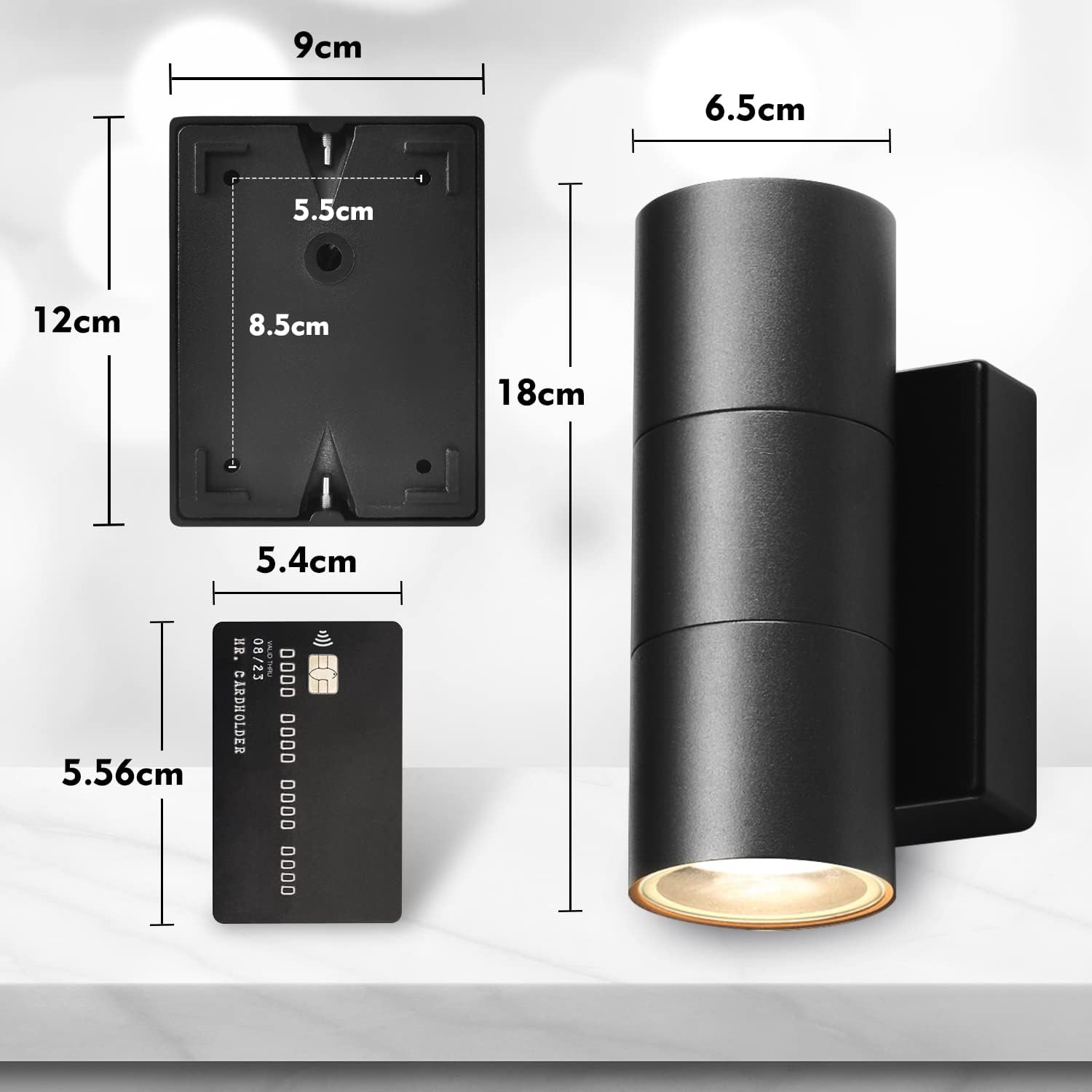 Applique LED da Esterno IP65 5W, Nero - immagine 4
