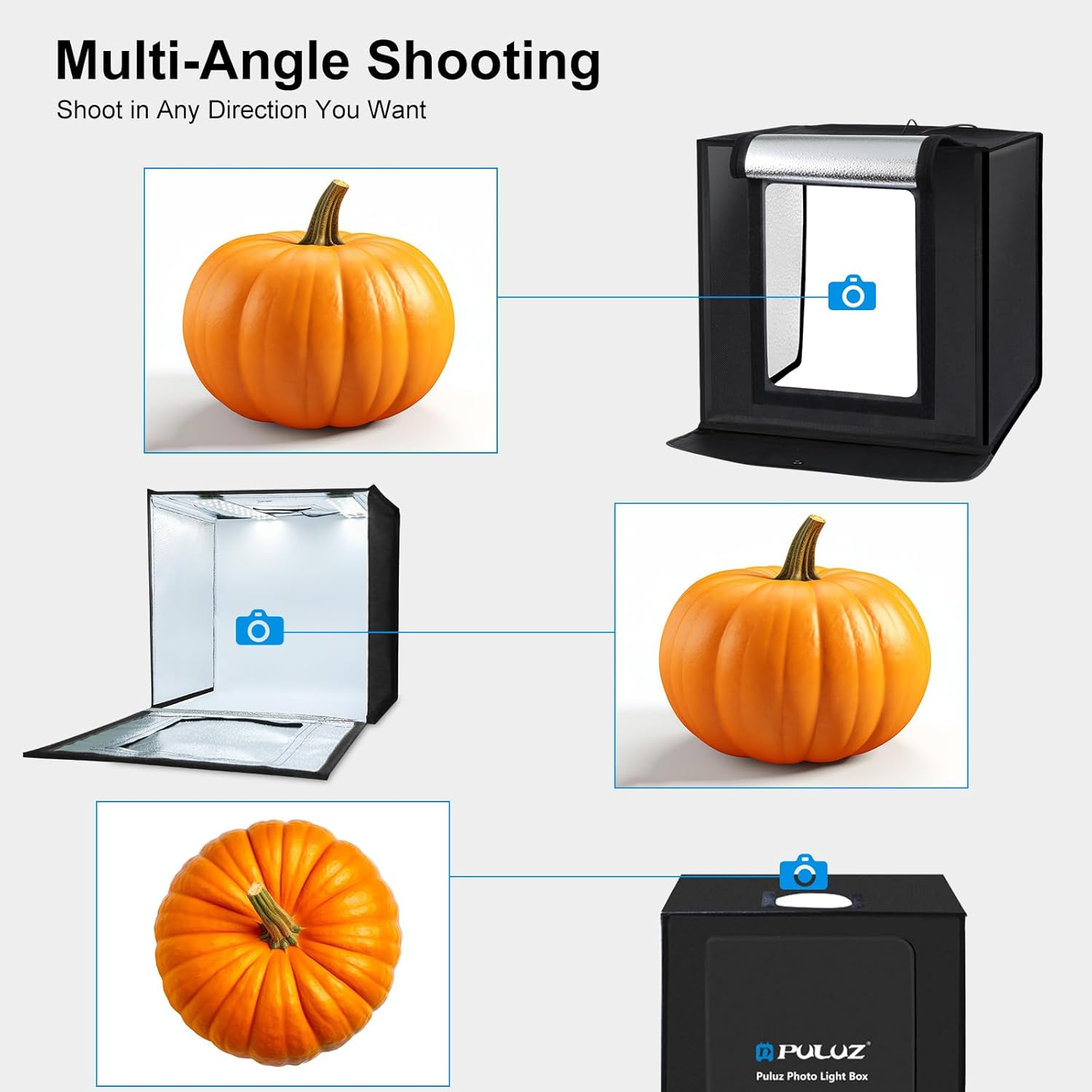 Puluz Studio Fotografico Portatile 60cm con Luci LED - immagine 3