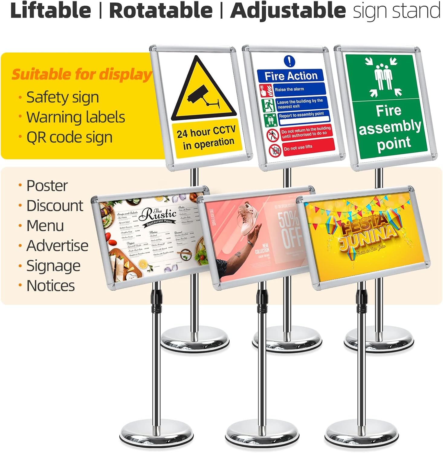 A3 Supporto Espositore Regolabile in Alluminio - immagine 2