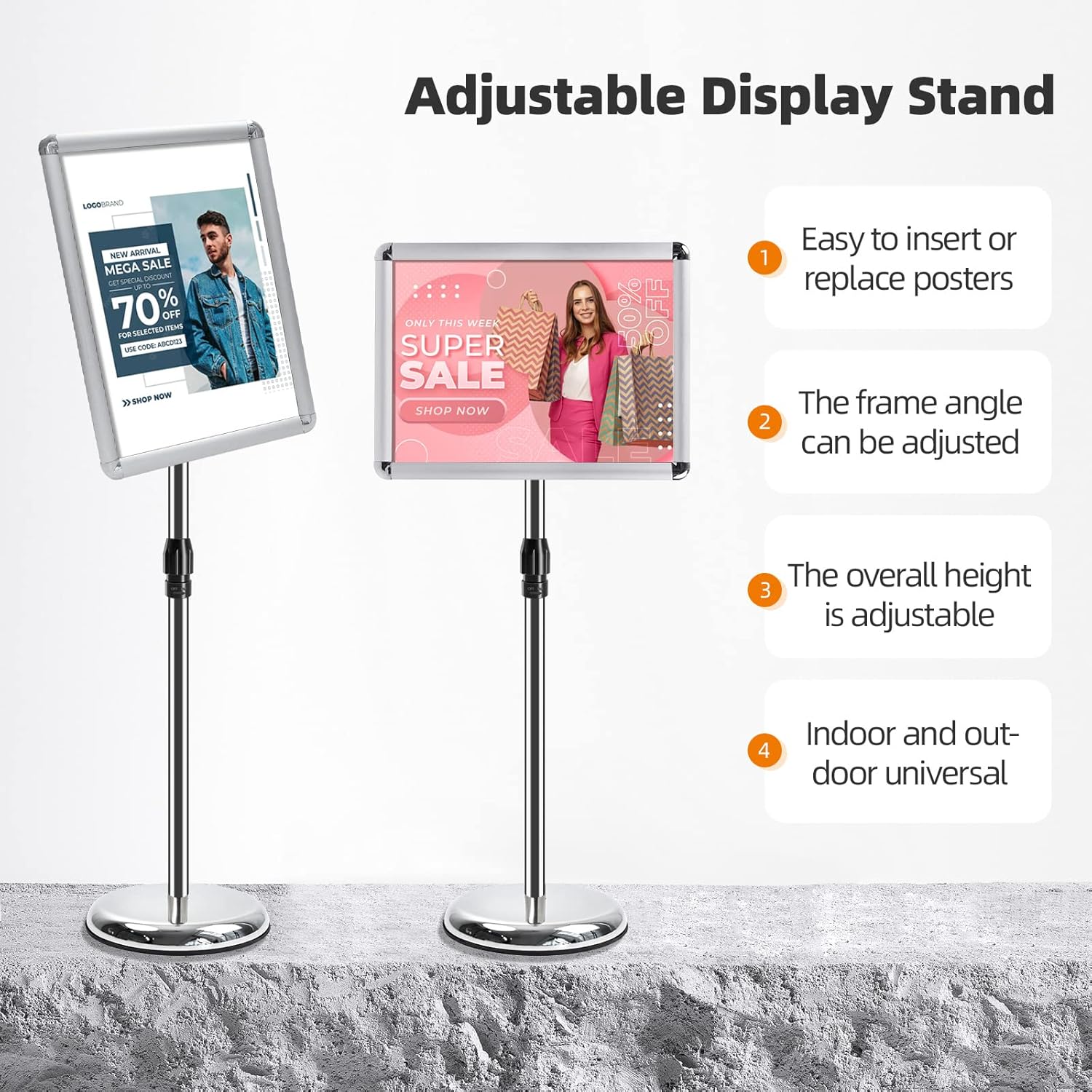 A3 Supporto Espositore Regolabile in Alluminio - immagine 3