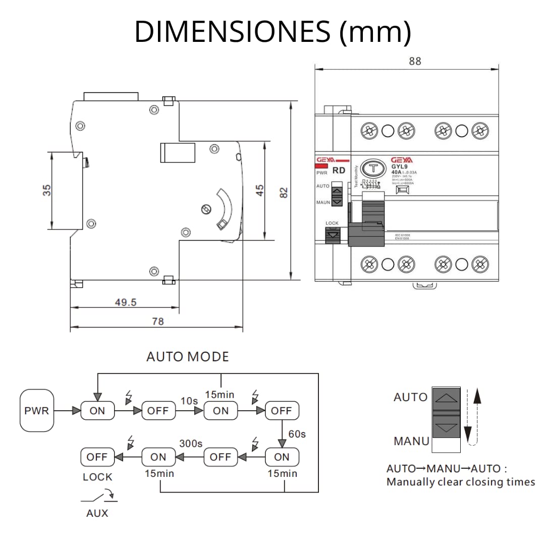 Interruttore Differenziale Automatico Riarmabile Trifase 4P 40A - immagine 3