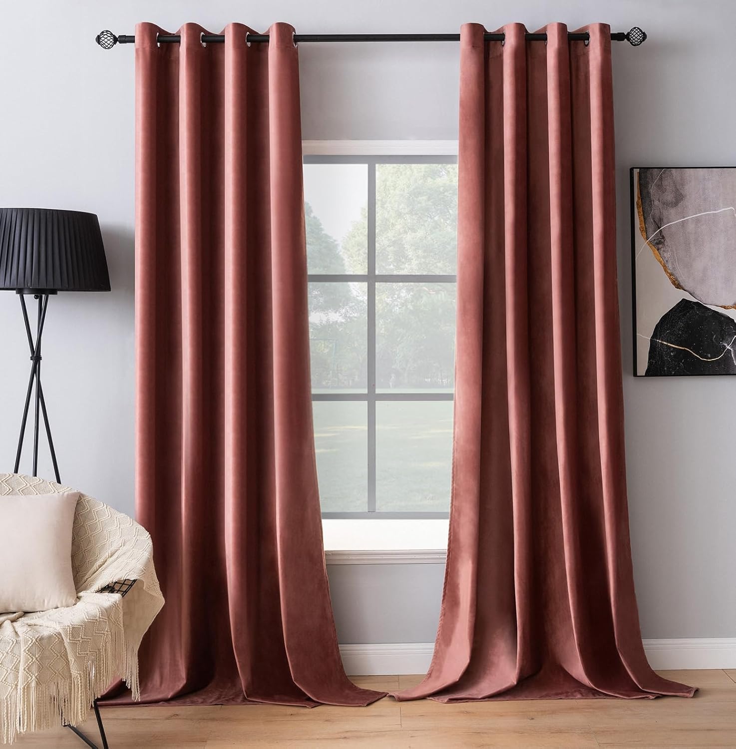 Miulee Tende Velluto Oscuranti Termiche, Rosa Antico