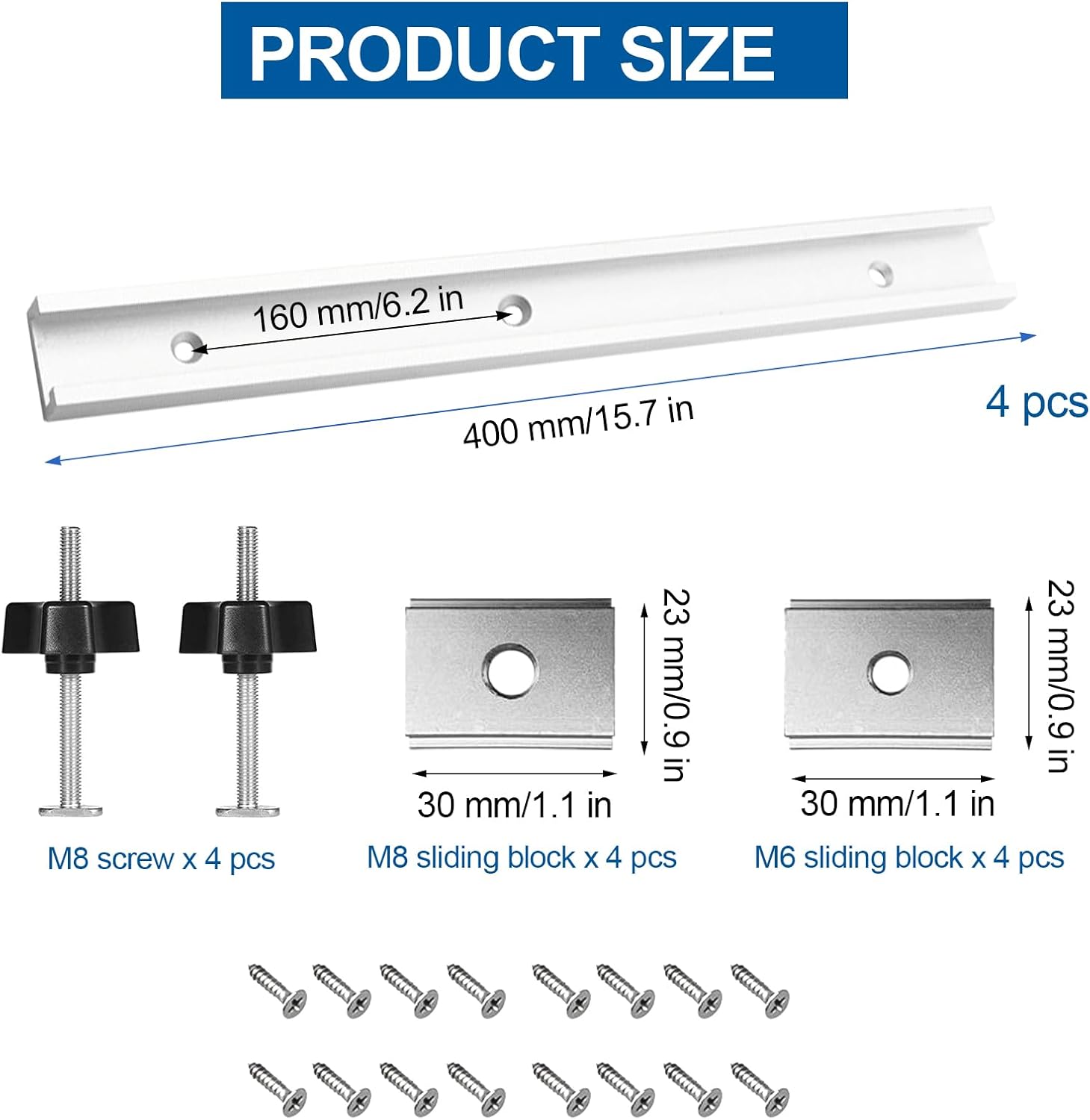 4 Pezzi T-Track Profilo Alluminio 400mm - immagine 2