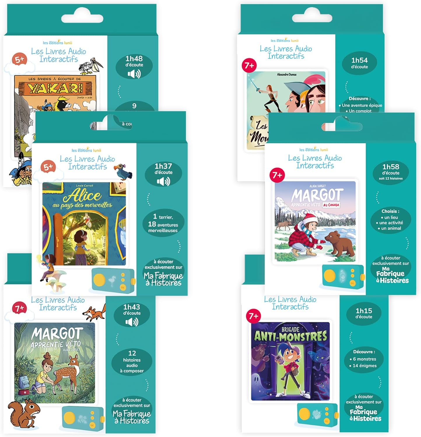Lunii – Pacchetto 6 Libri Audio Interattivi per Bambini dai 5 ai 7 Anni – Ascolta sul narratrice Interactive My Fabrique a Storie – 8:05 di ascolto - Storie Box - immagine 1