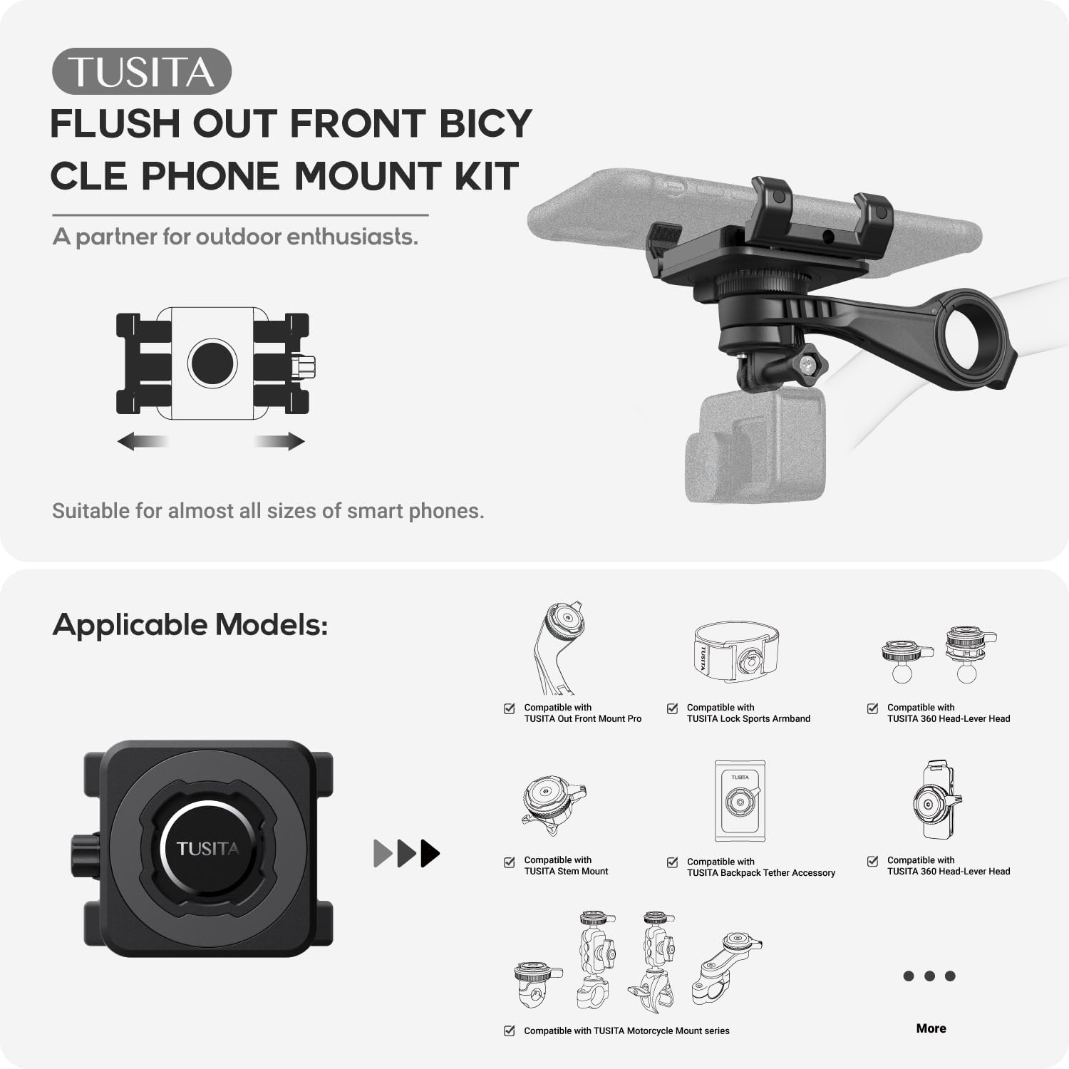 Tusita Kit Supporto Bici per Telefono Twist Lock - immagine 2