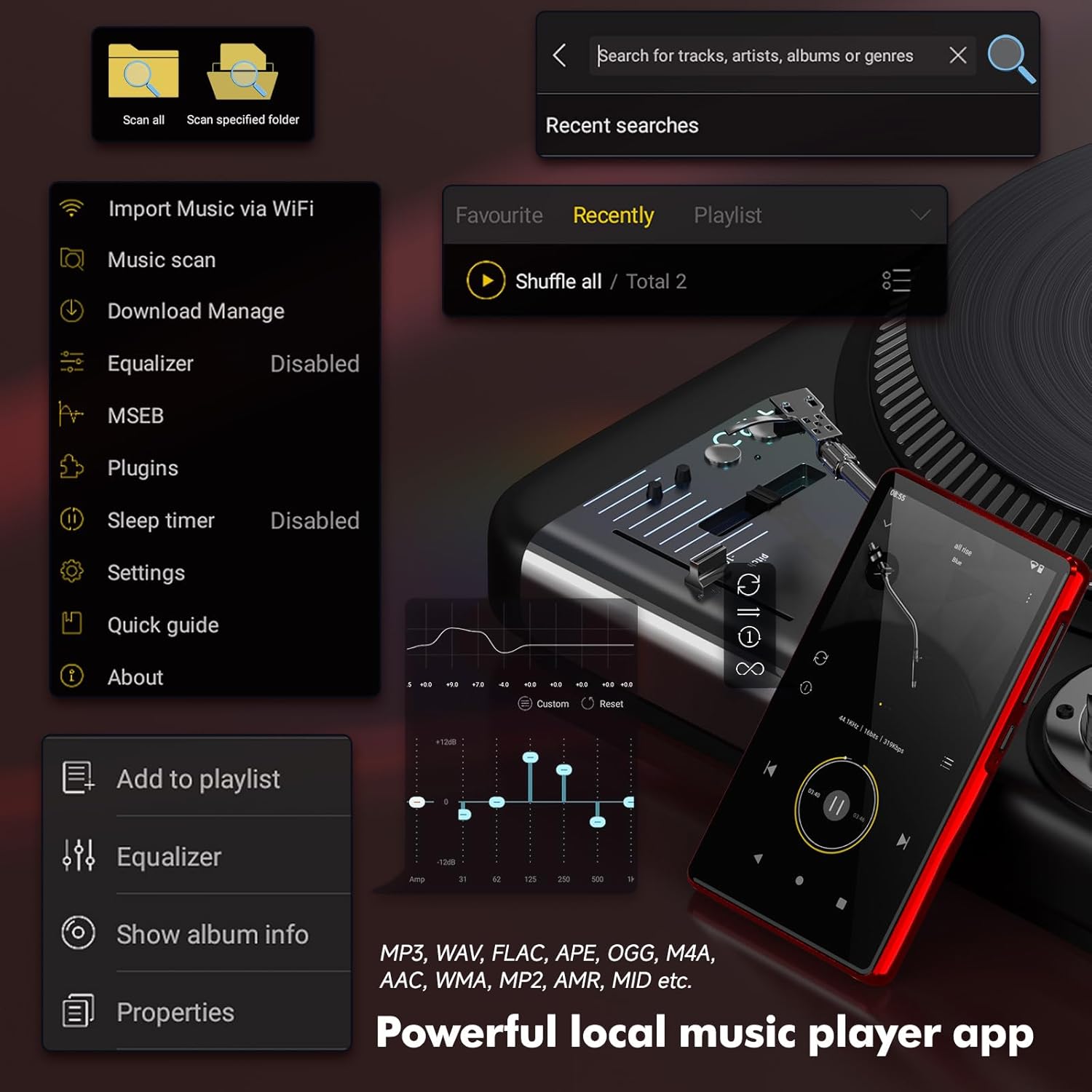 Lettore MP3 163GB con Bluetooth Spotify Touch Screen 4.5" - immagine 5