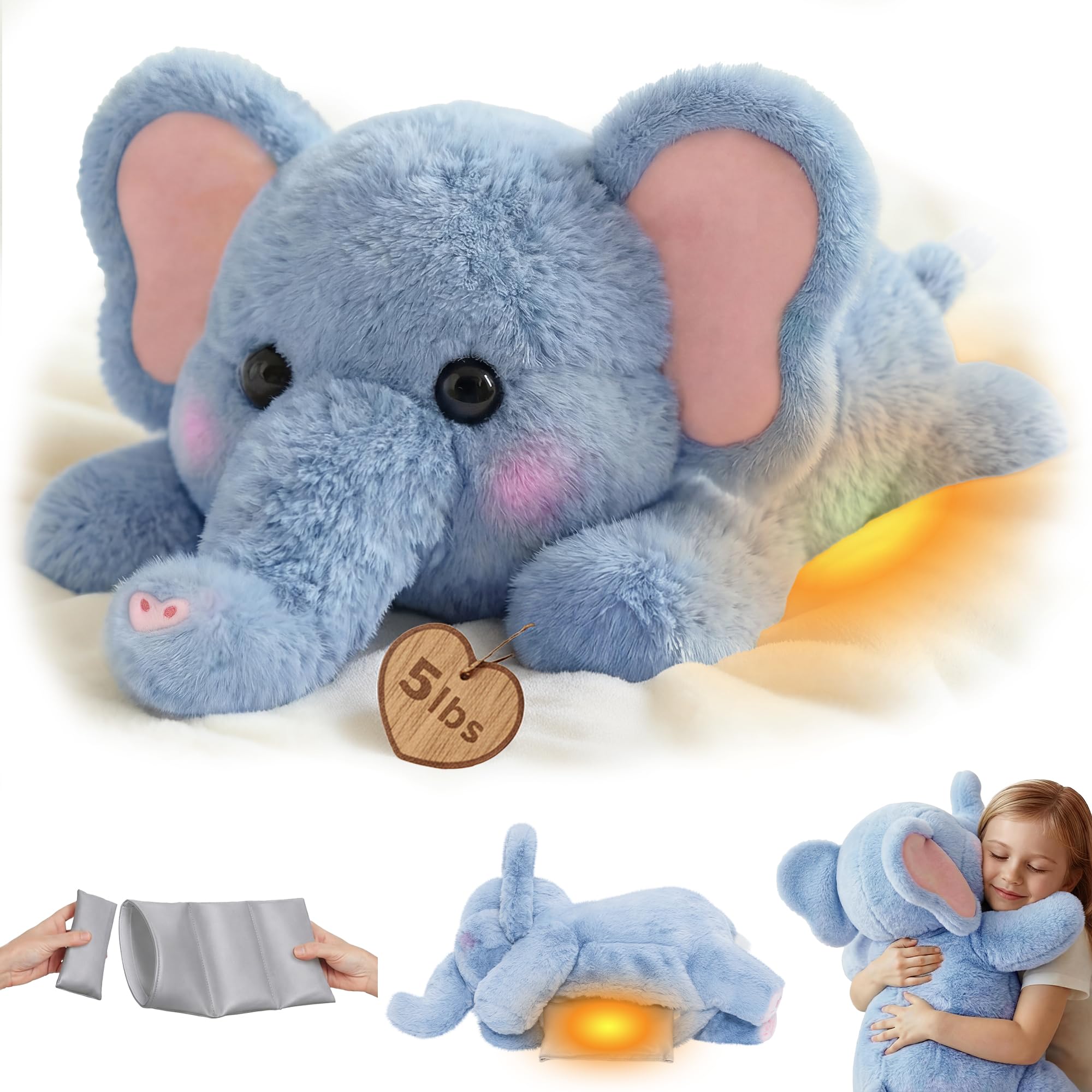 Mewaii Peluche Elefante Riscaldabile e Ponderato 23 Pollici