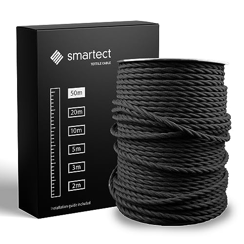 Smartect Cavo Elettrico Tessile Intrecciato Nero 50m