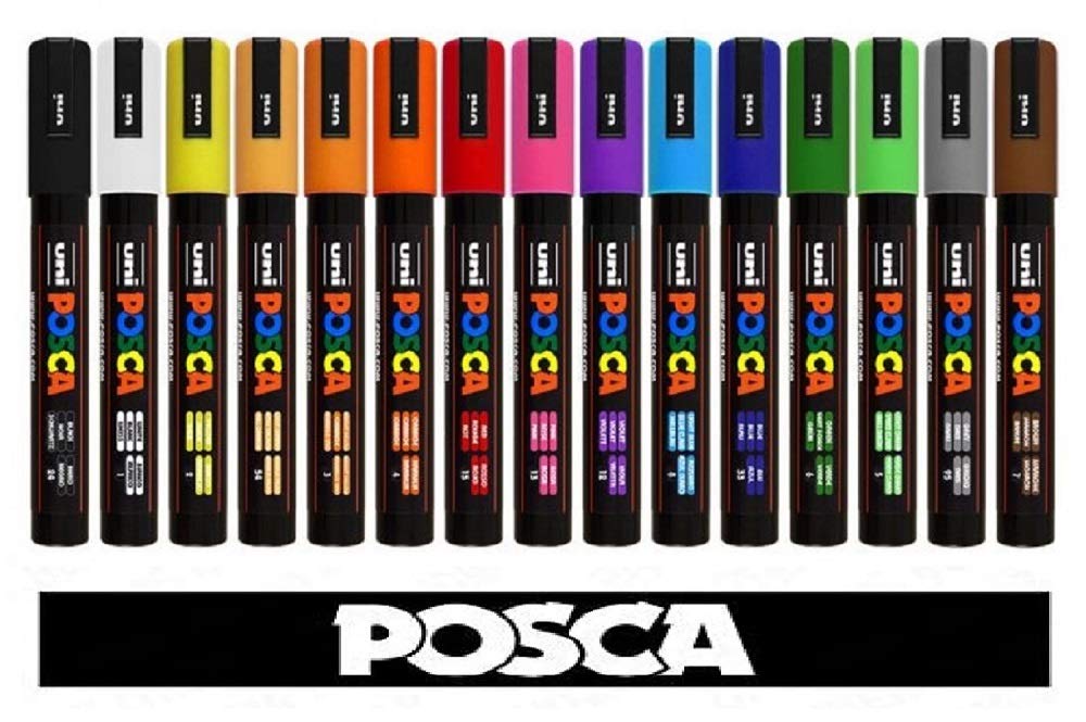 Posca Uni-Ball Evidenziatore Uni PC-5M Tempera 15 Colori