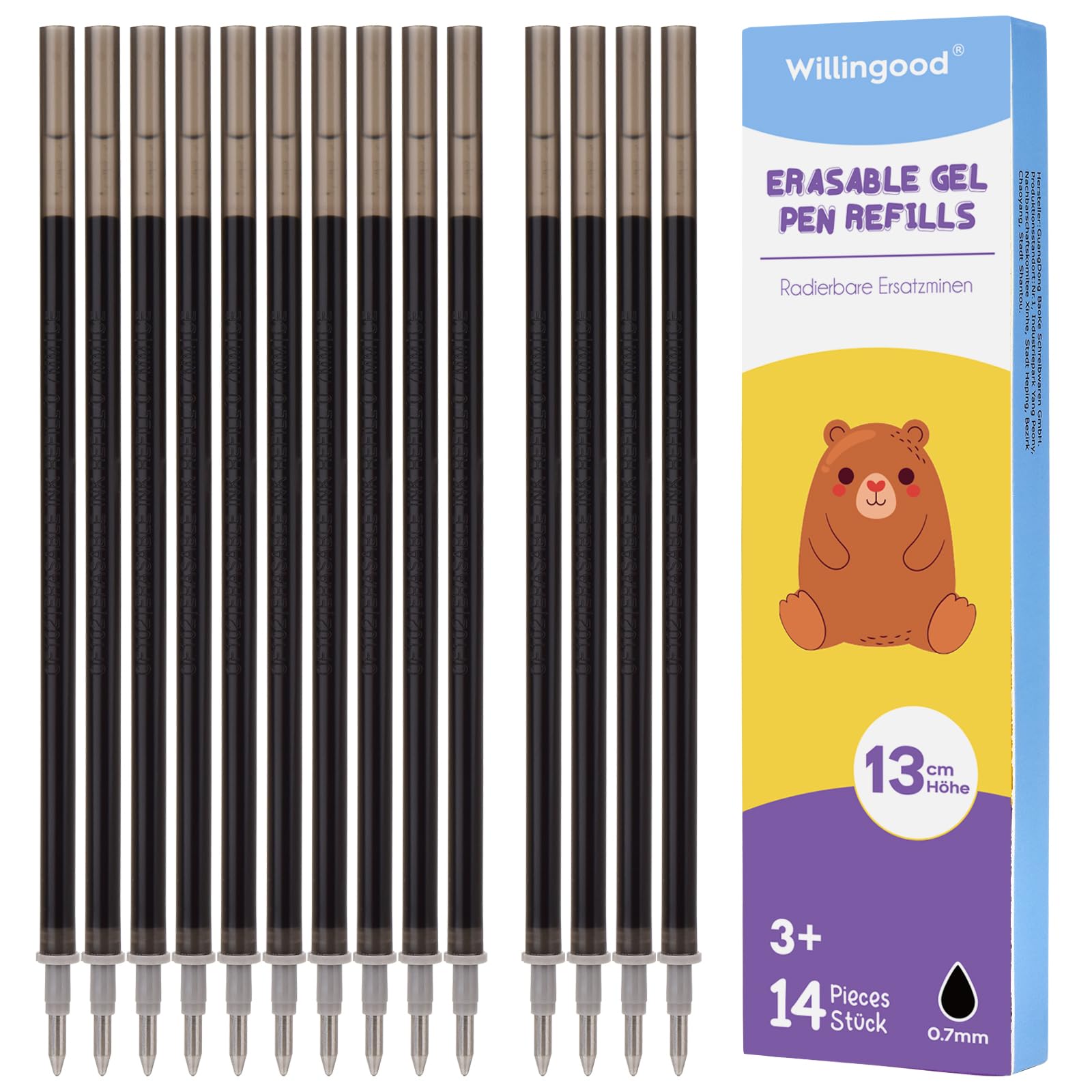 Mine di Ricambio Cancellabili Nere 0,7mm, 14 Pezzi