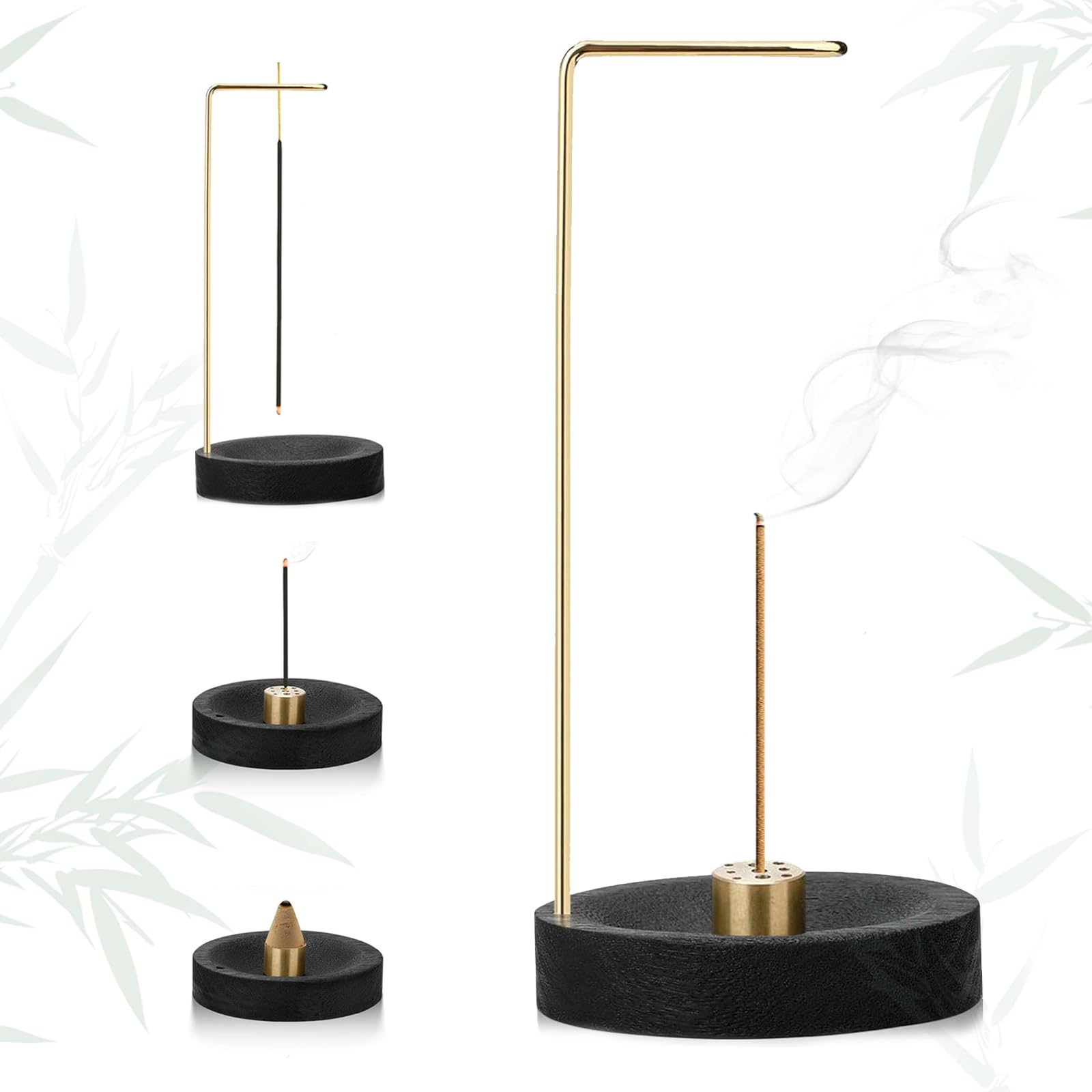 Porta Incenso per Bastoncini 2 in 1 in Legno, Nero