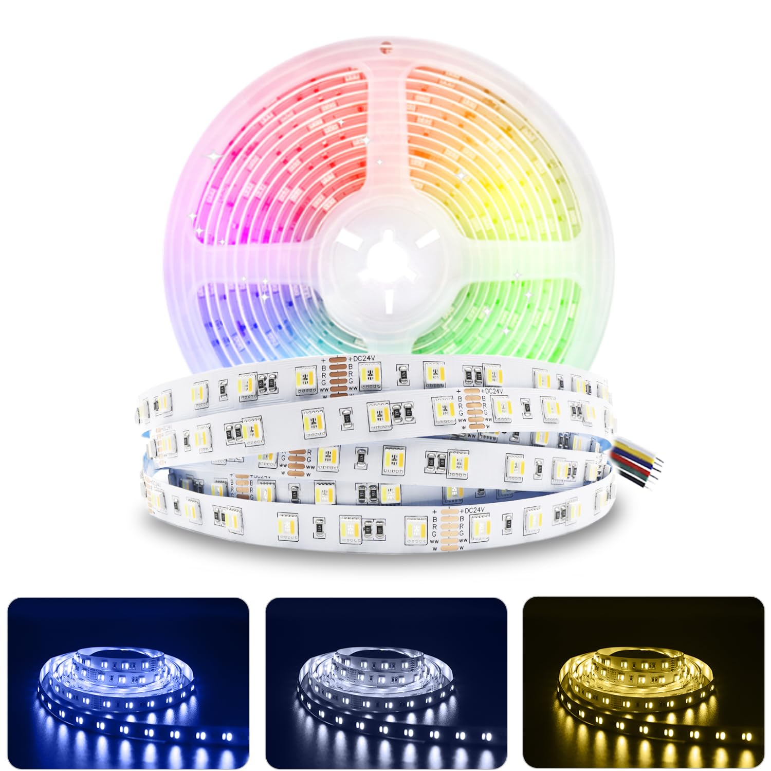 Striscia LED RGB CCT 24V 5M Multicolore 60LEDs/m