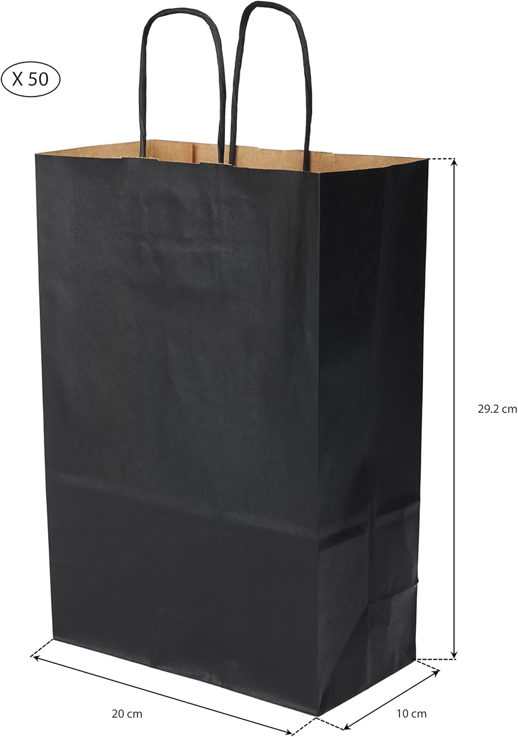 Set 50 Sacchetti Carta Kraft Neri con Manici - immagine 2