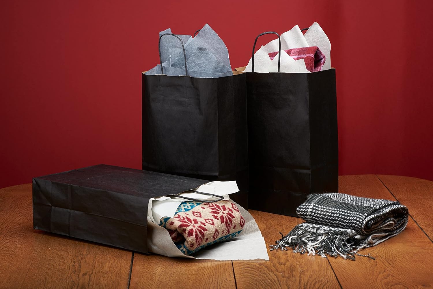 Set 50 Sacchetti Carta Kraft Neri con Manici - immagine 3