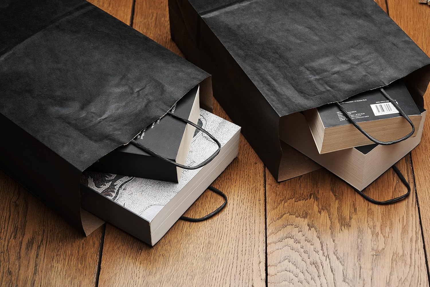 Set 50 Sacchetti Carta Kraft Neri con Manici - immagine 5