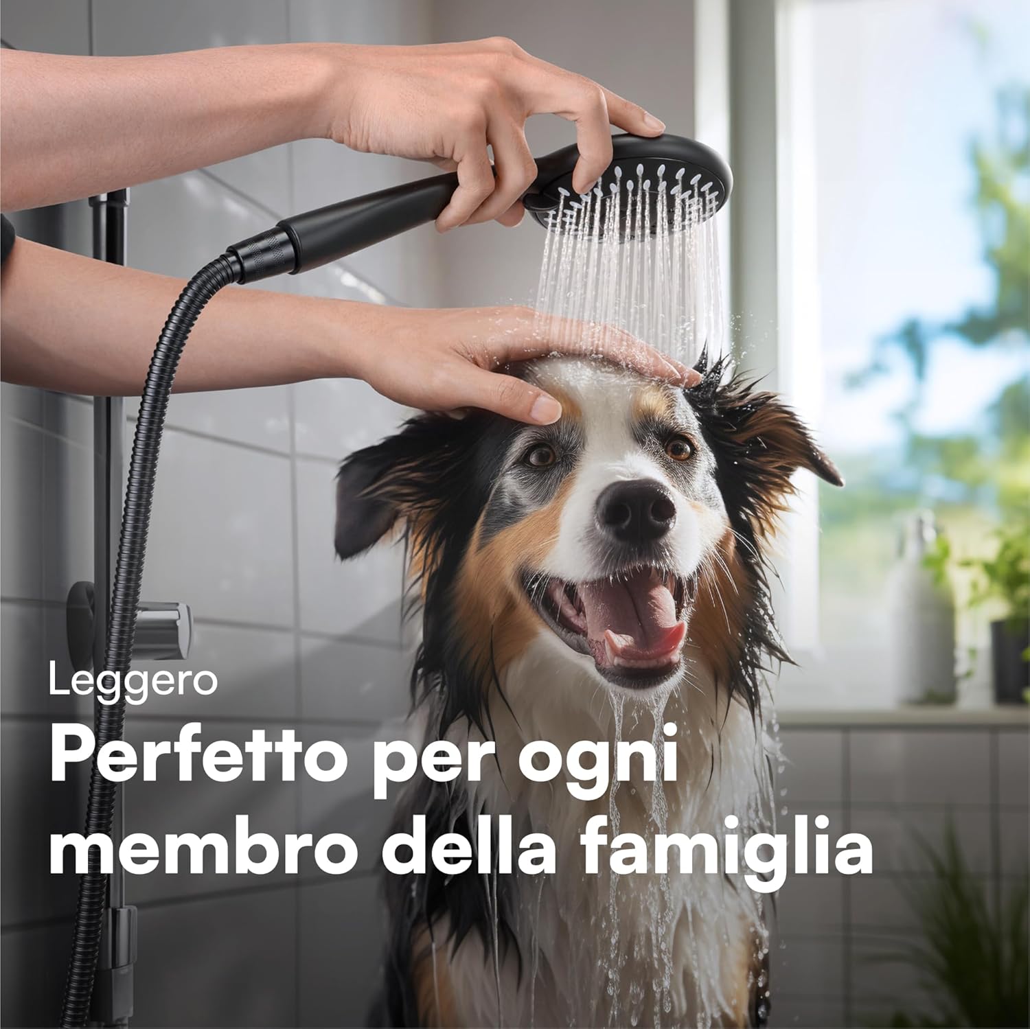 H&s Soffione Doccia Alta Pressione con 5 Modalità, Nero - immagine 6