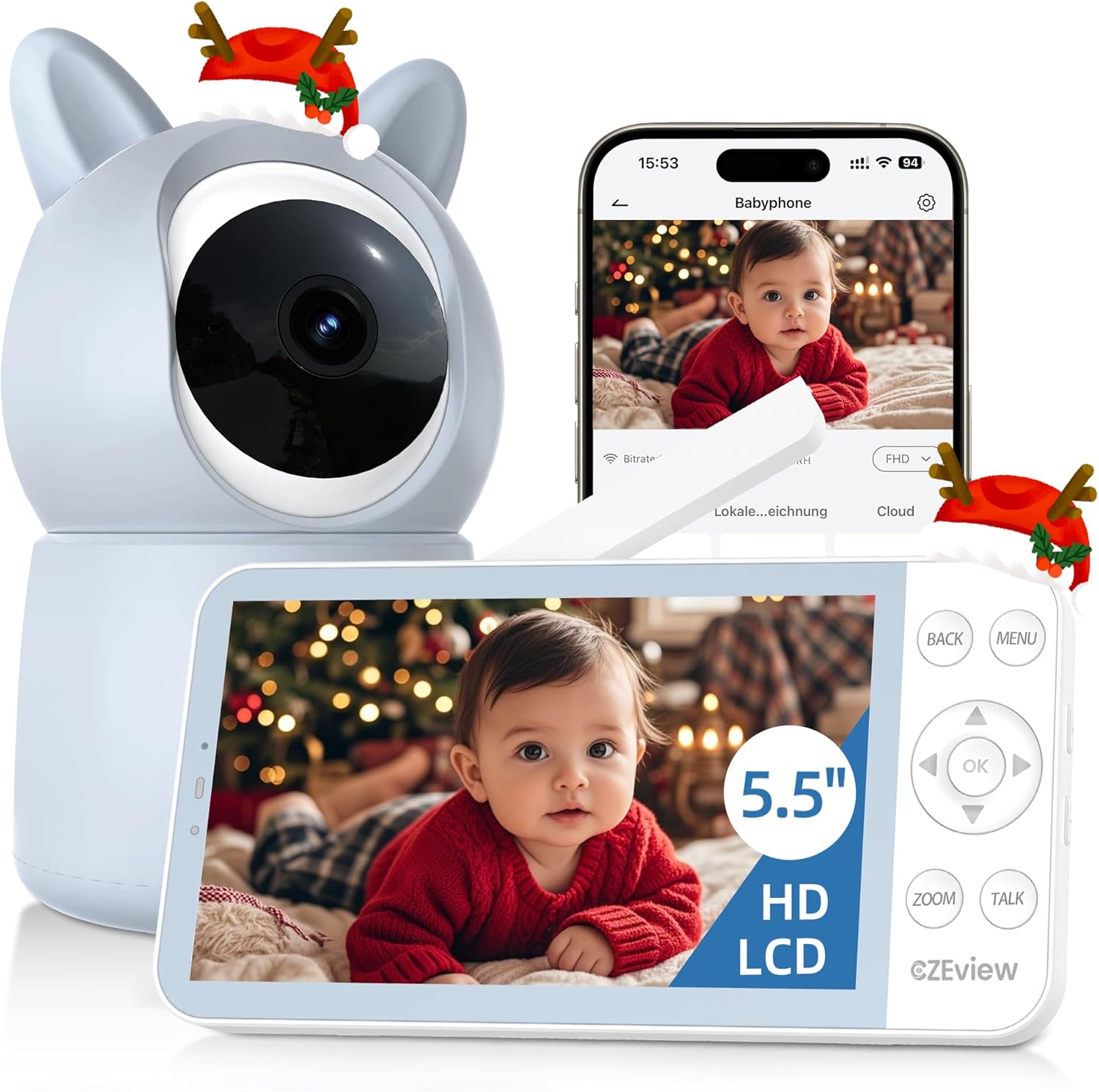 Czeview BM6 Babyphone con Fotocamera 2K & 4X, 5,5" HD - immagine 1