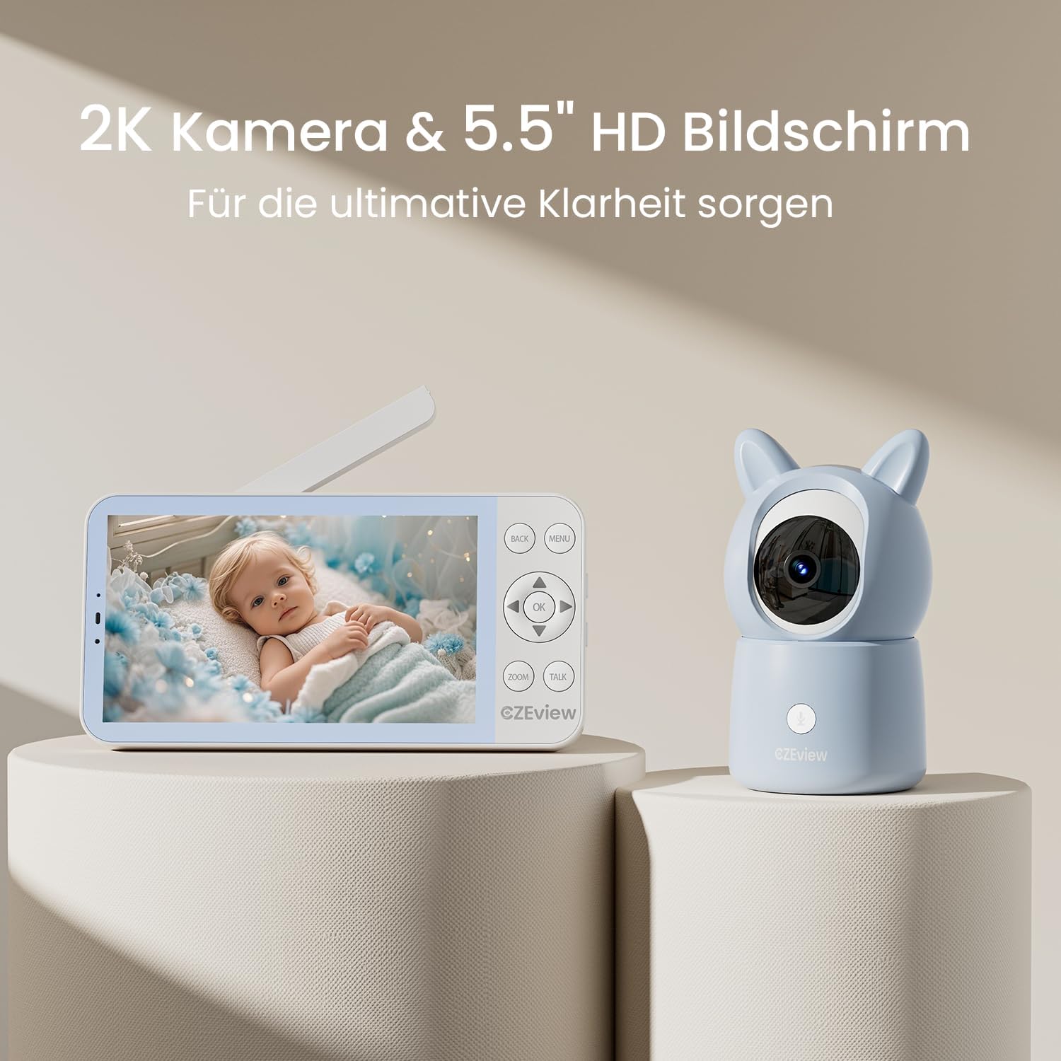 Czeview BM6 Babyphone con Fotocamera 2K & 4X, 5,5" HD - immagine 2
