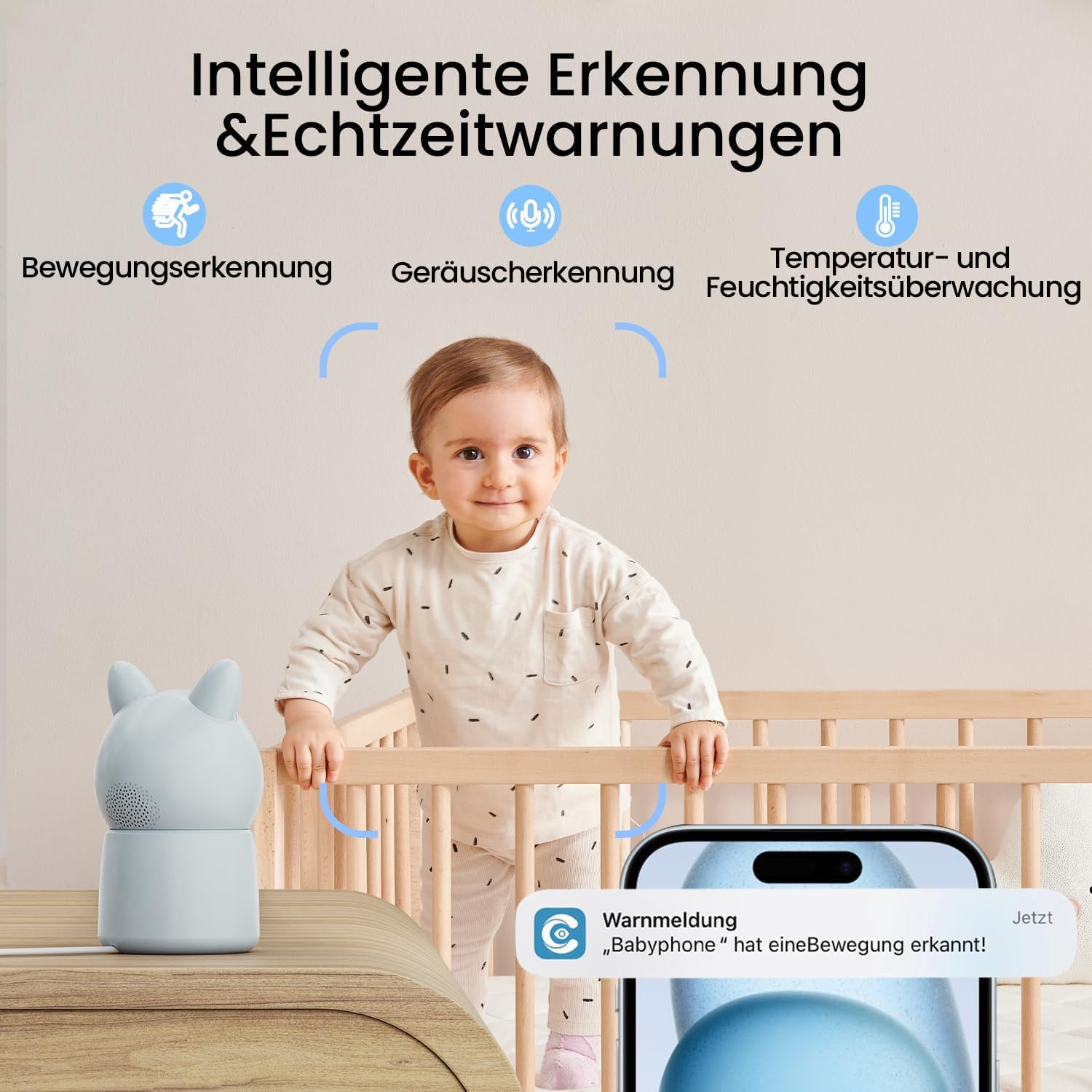 Czeview BM6 Babyphone con Fotocamera 2K & 4X, 5,5" HD - immagine 4