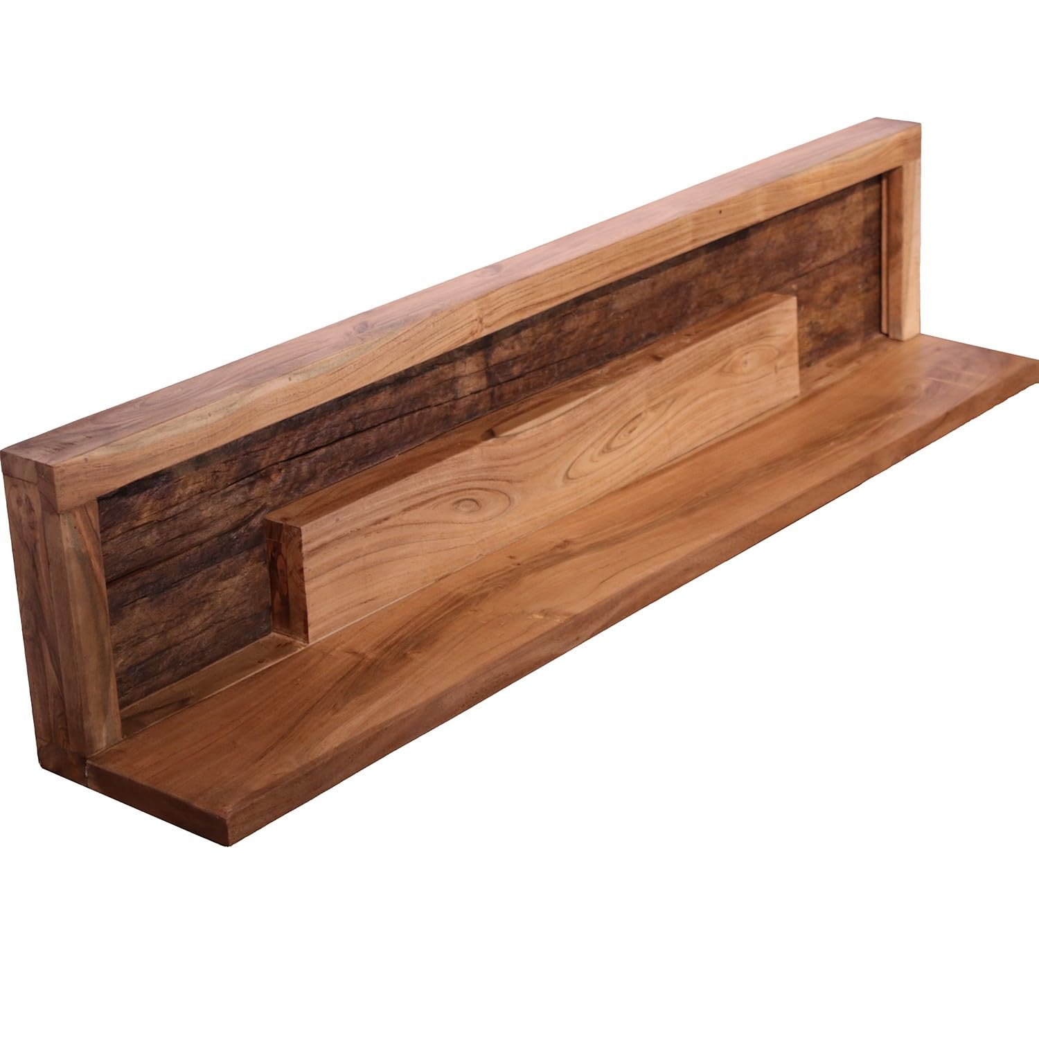 DRW Mensola da Parete con Ripiano in Legno Naturale