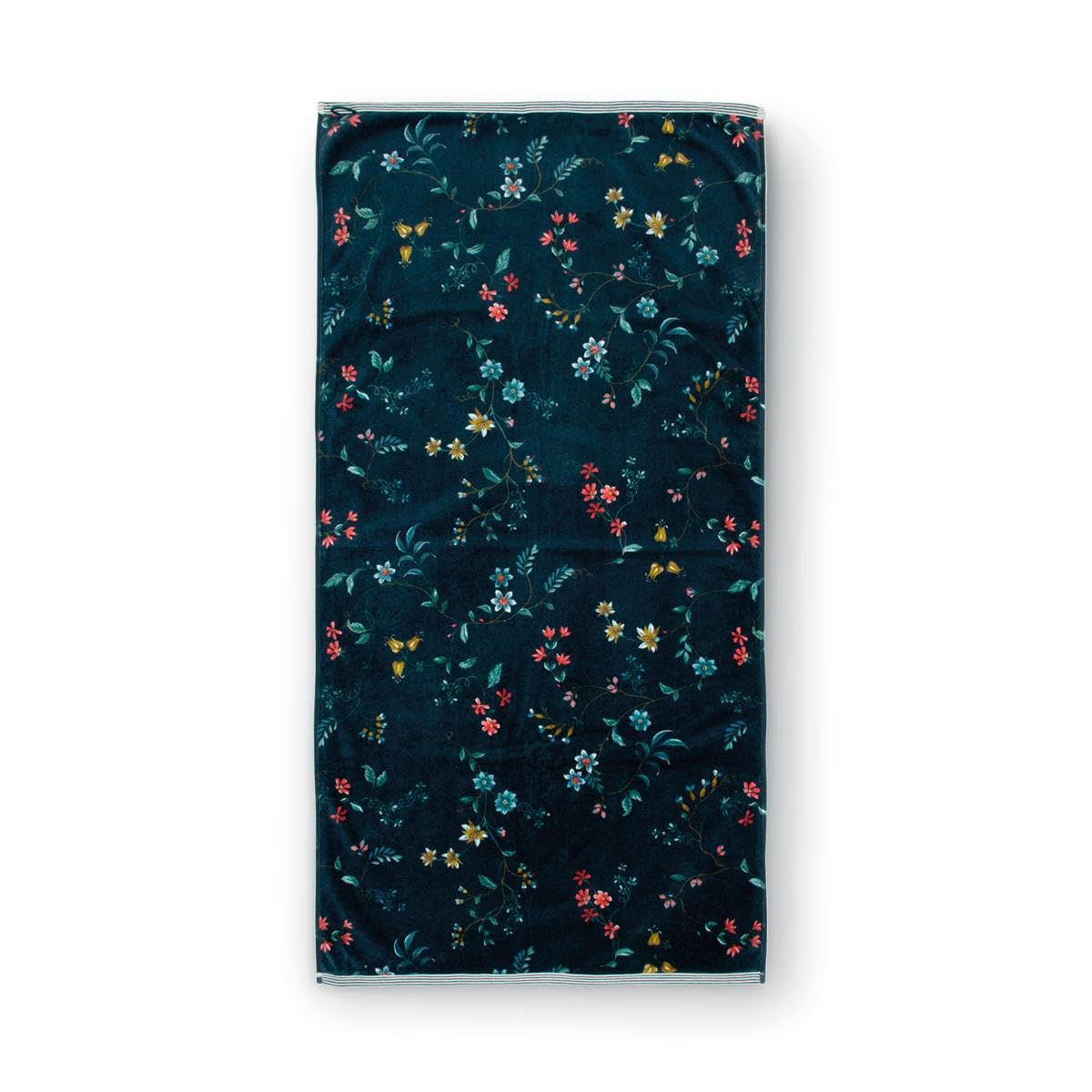 Pip Studio Telo doccia Les Fleurs, blu scuro, 70 x 140 cm
