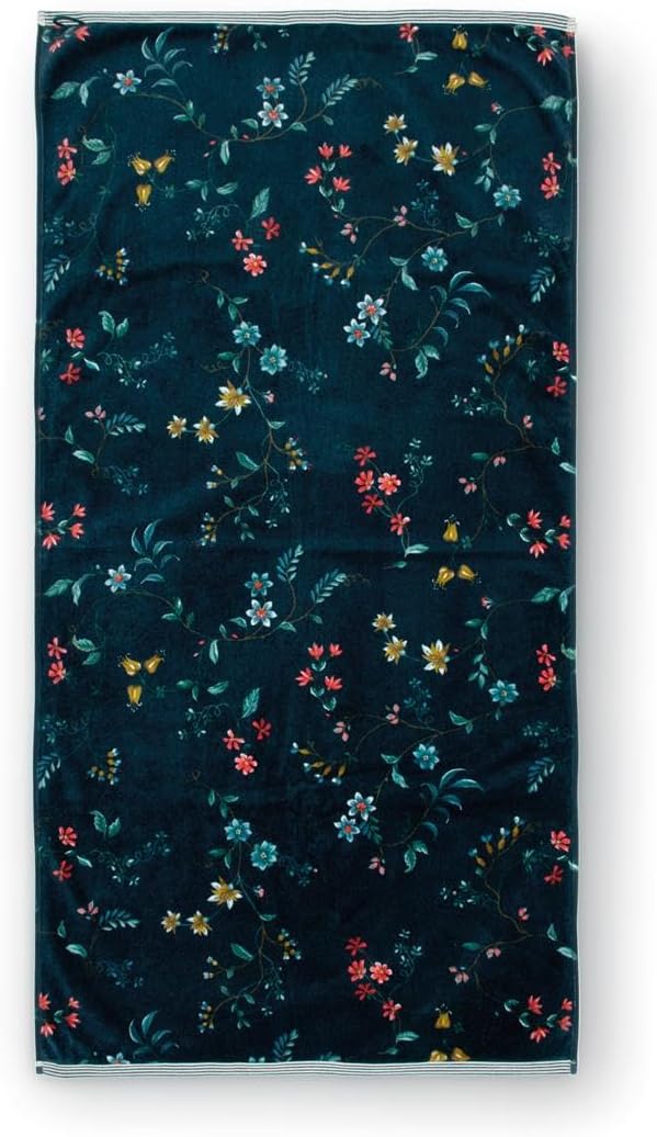 Pip Studio Telo doccia Les Fleurs, blu scuro, 70 x 140 cm - immagine 1