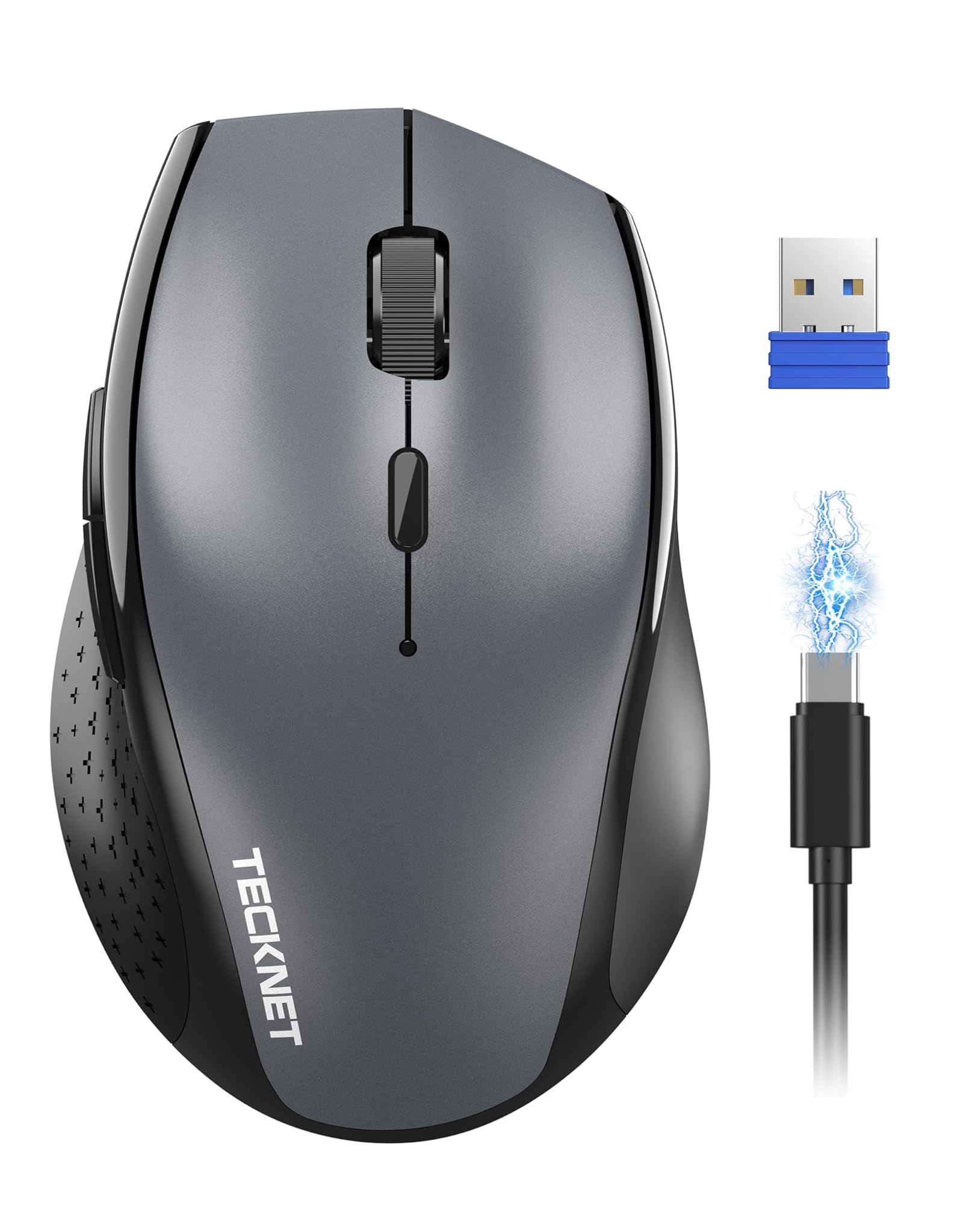 Tecknet PRO Mouse Wireless Ergonomico Ricaricabile 6400 DPI