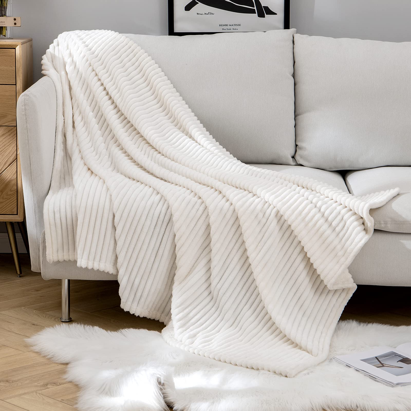 Miulee Coperta Pile Calda Divano in Velluto 220x240 CM, Beige