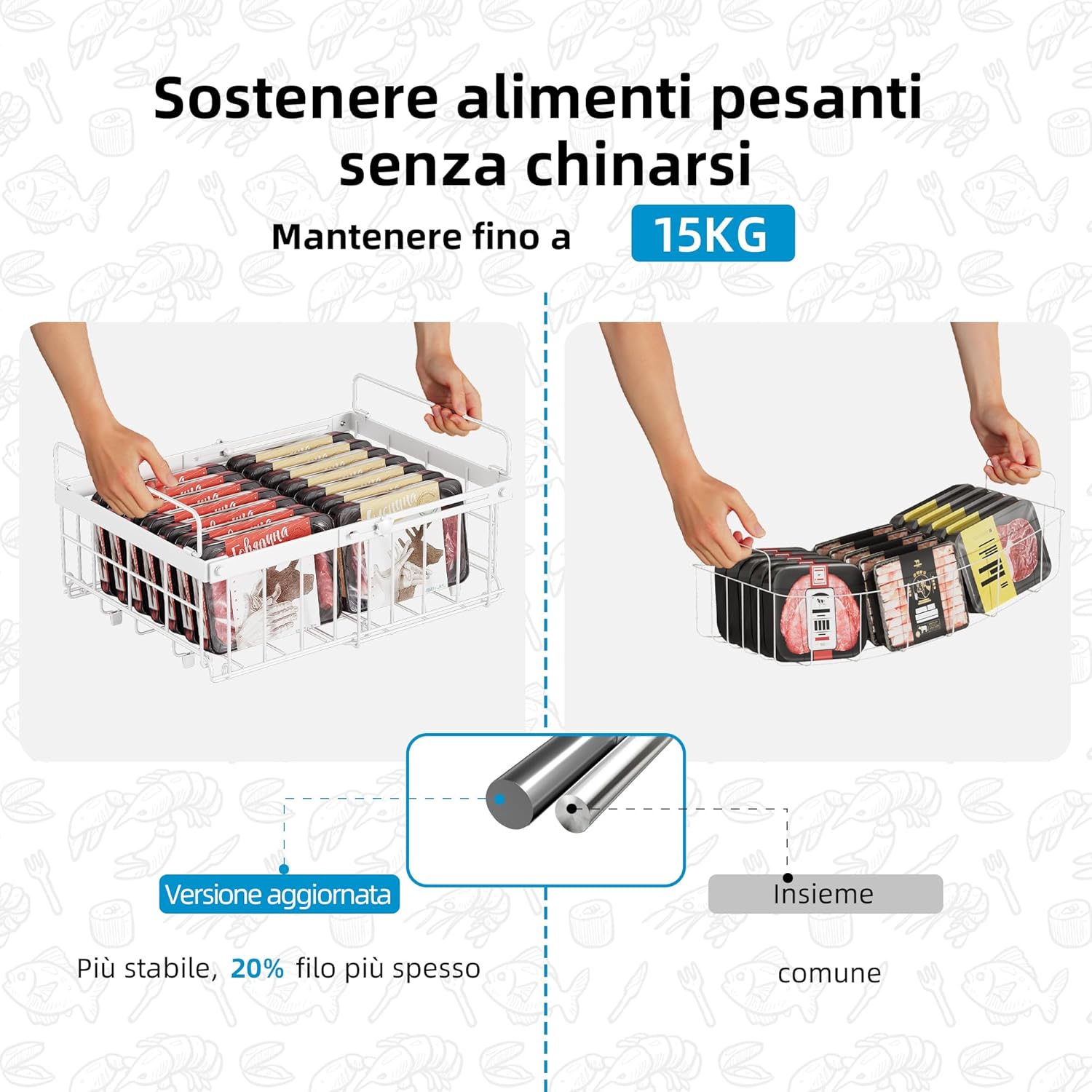 Organizer per Congelatore 6 Pezzi, Lunghezza Regolabile - immagine 2