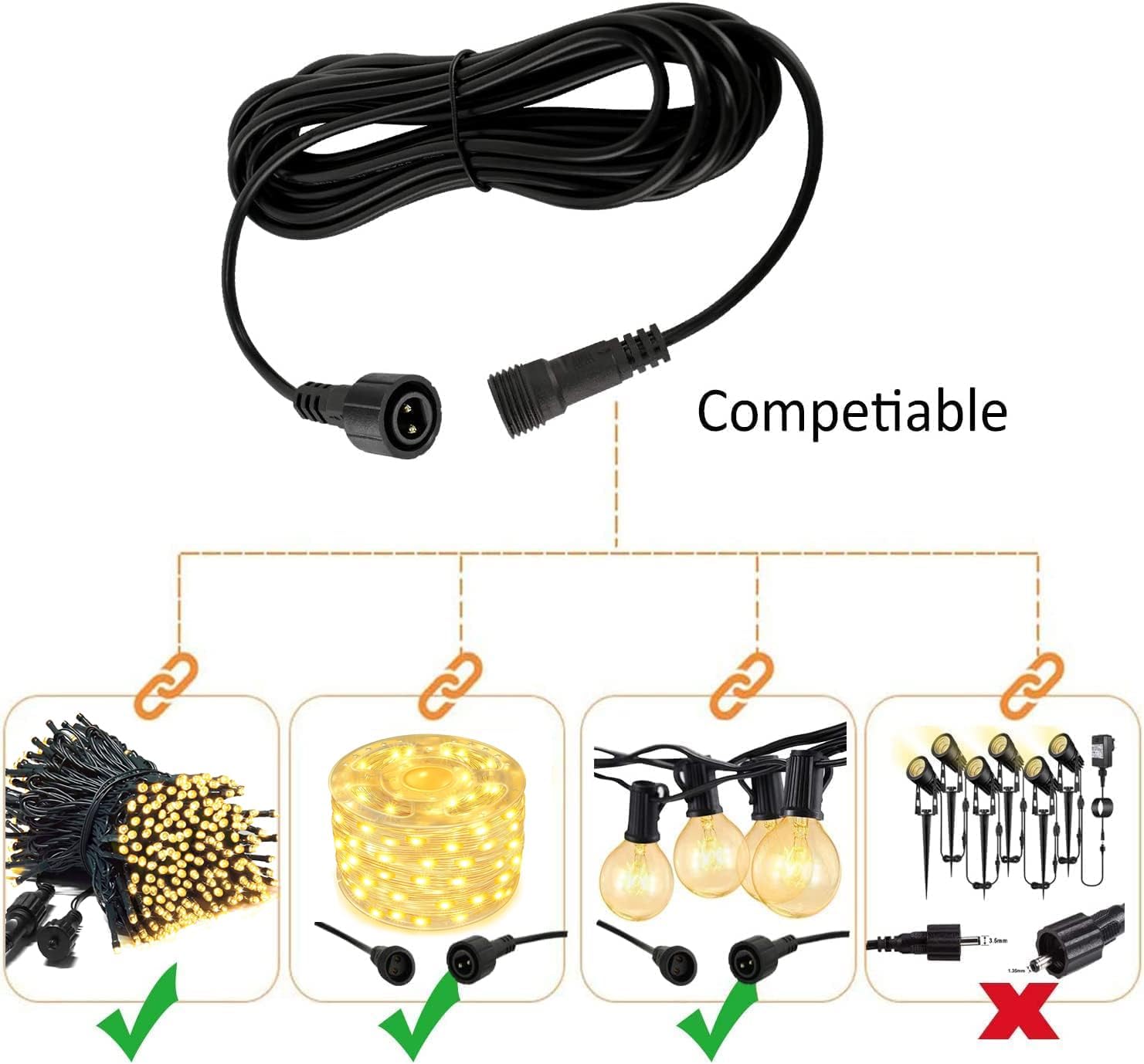 Yowin Prolunga Luci Natale 6M 2 Pin Maschio/Femmina - immagine 5