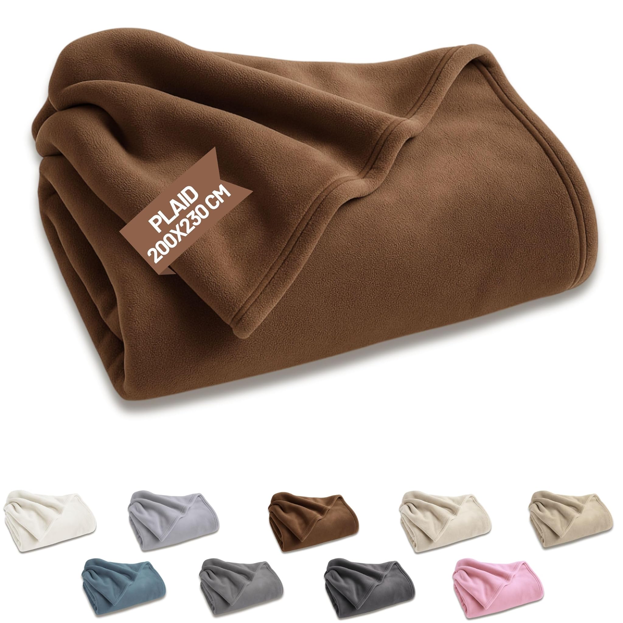 SONIT - Plaid Matrimoniale in Pile - Coperta in Pile Autunnale e Invernale - Coperta Matrimoniale 200x230 cm - Plaid Divano e Letto Nocciola