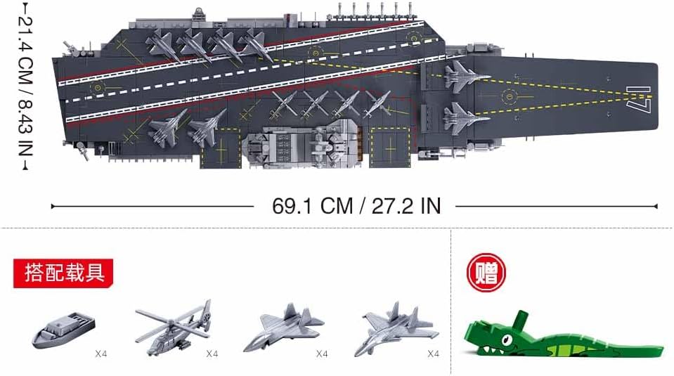 Sluban M38-B1189 ModelBricks- 1/450 Aircraft carrier Shandong (1413pcs) - immagine 2