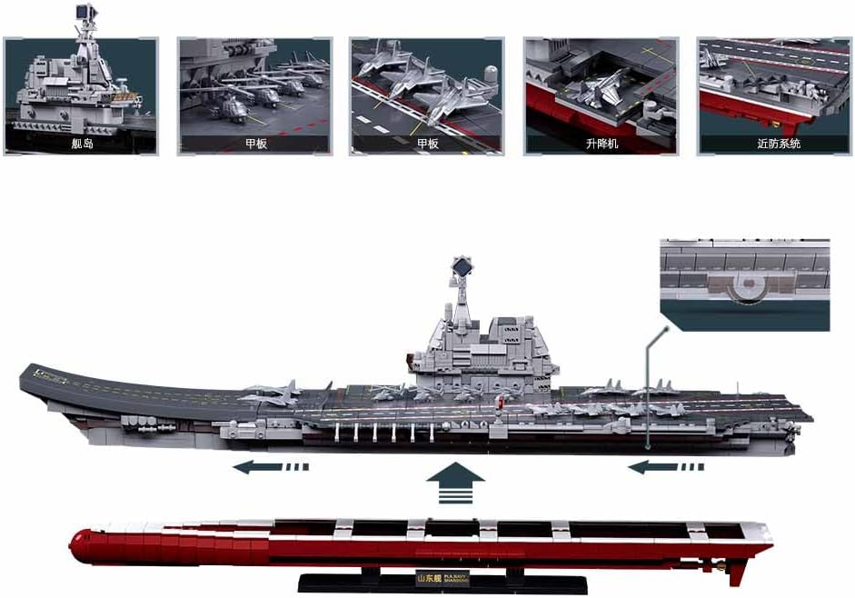 Sluban M38-B1189 ModelBricks- 1/450 Aircraft carrier Shandong (1413pcs) - immagine 4