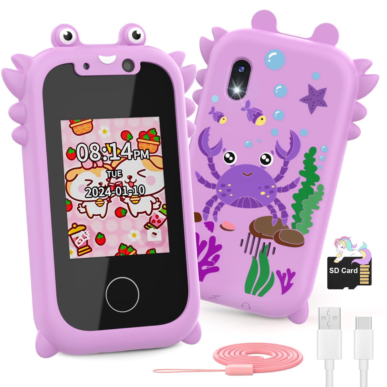 Ashfly Telefono Bambini 2,4" - Smartphone Giocattolo Viola
