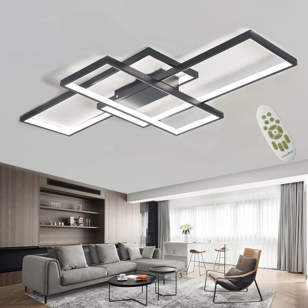 Plafoniera LED Semplice Rettangolare L140cm, Nero - immagine 1