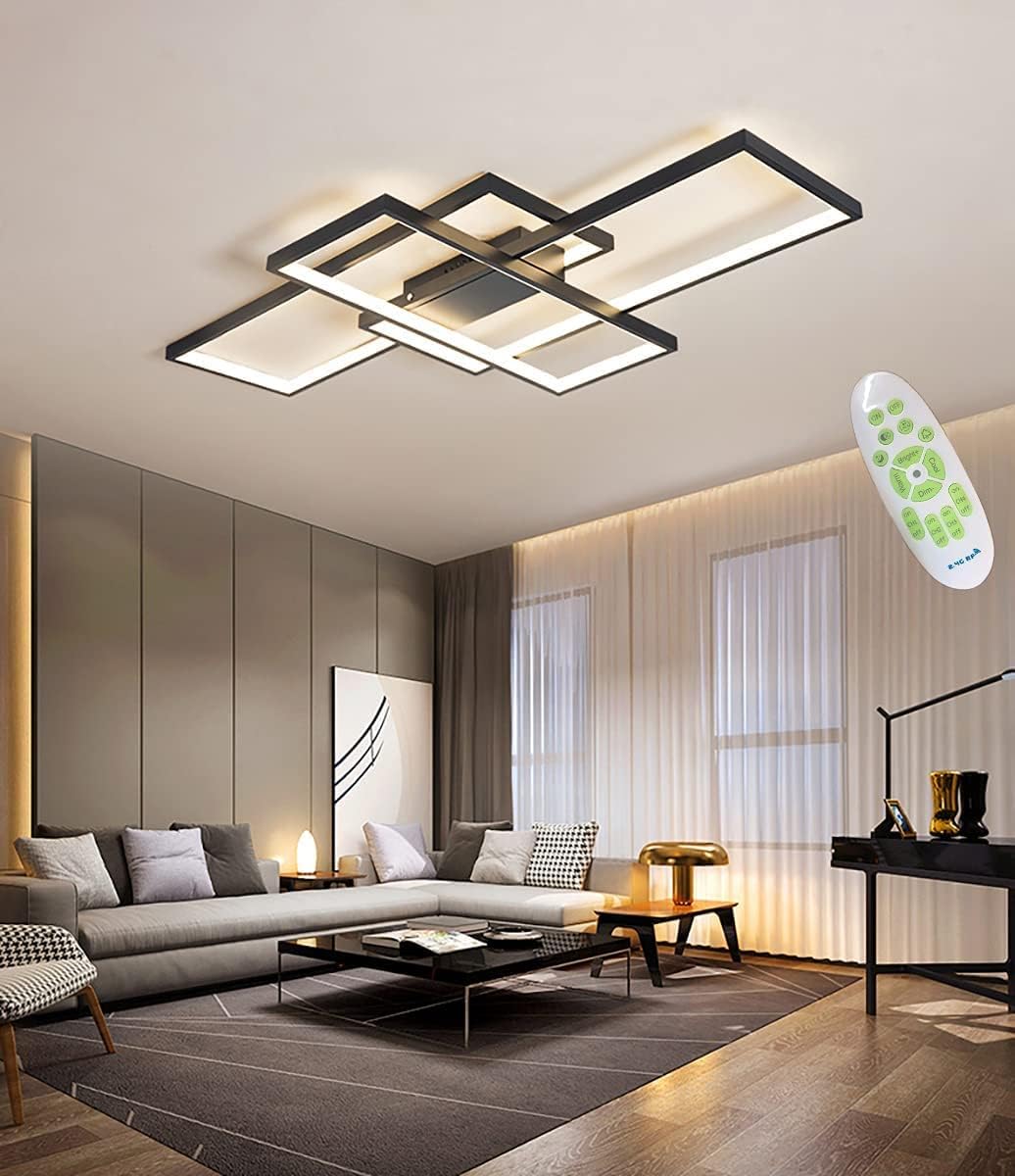 Plafoniera LED Semplice Rettangolare L140cm, Nero - immagine 2