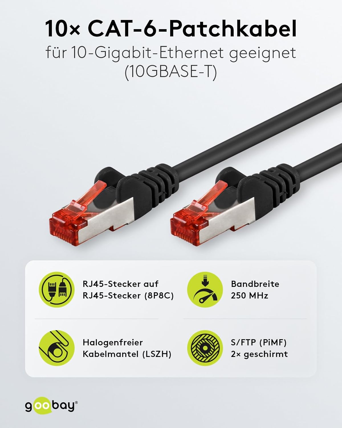 Goobay 65981 - Cavo Rete CAT6 S/FTP/CU Ethernet, Nero - immagine 2