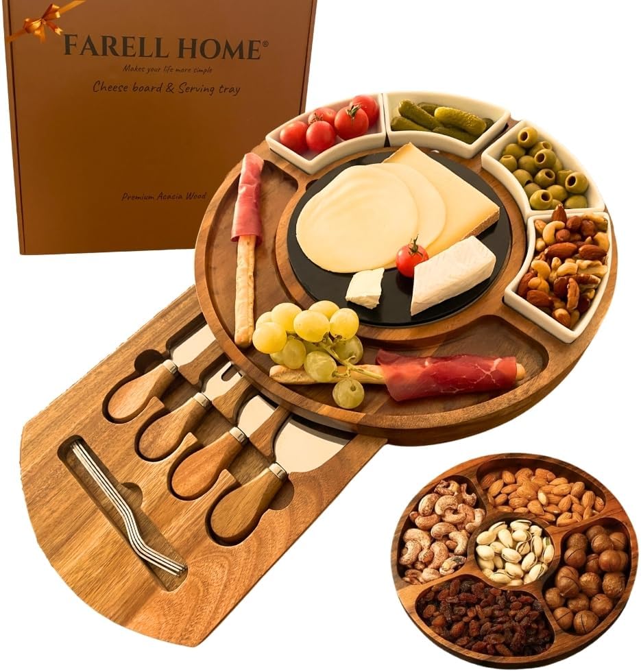 Farell Home® - Tagliere Rotondo per Formaggi e Salumi